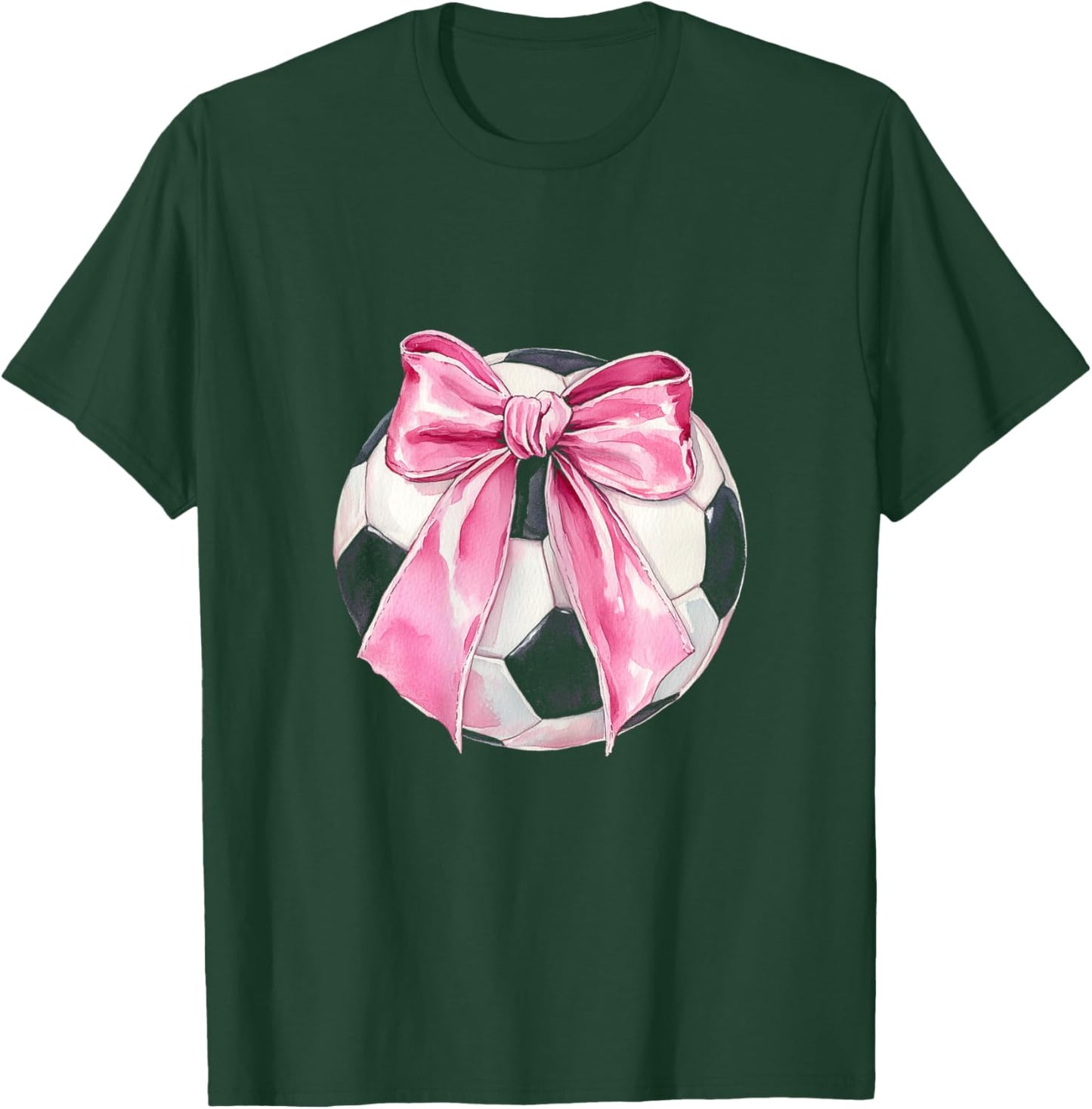 Soccer Ball Pink Coquette Bow Dainty Ribbon Girls Soccer T-Shirt - T-Shirt | Forest
