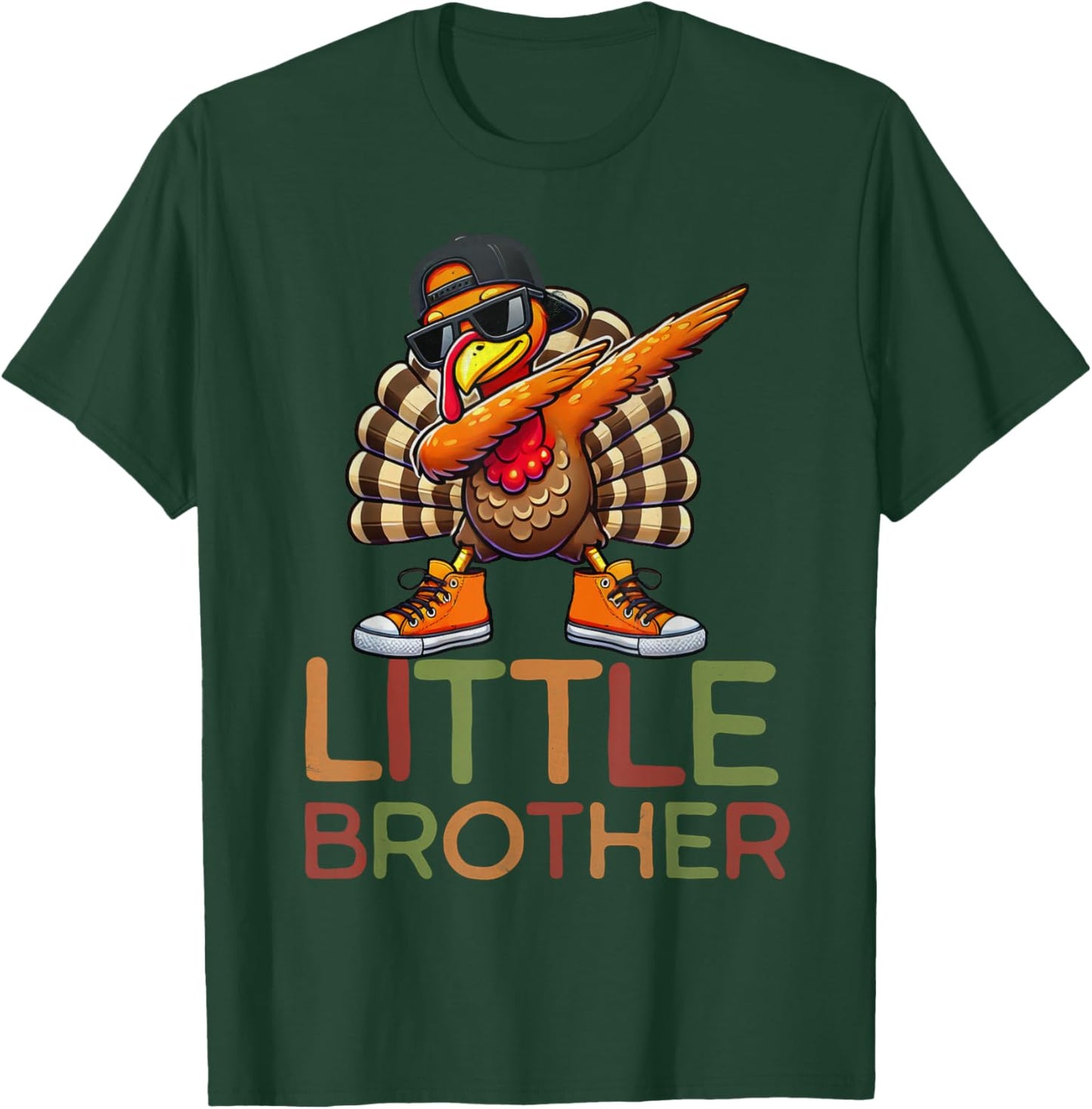 Little Brothers Thanksgiving Retro Dabbing Turkey Kids Boys T-Shirt - T-Shirt | Forest