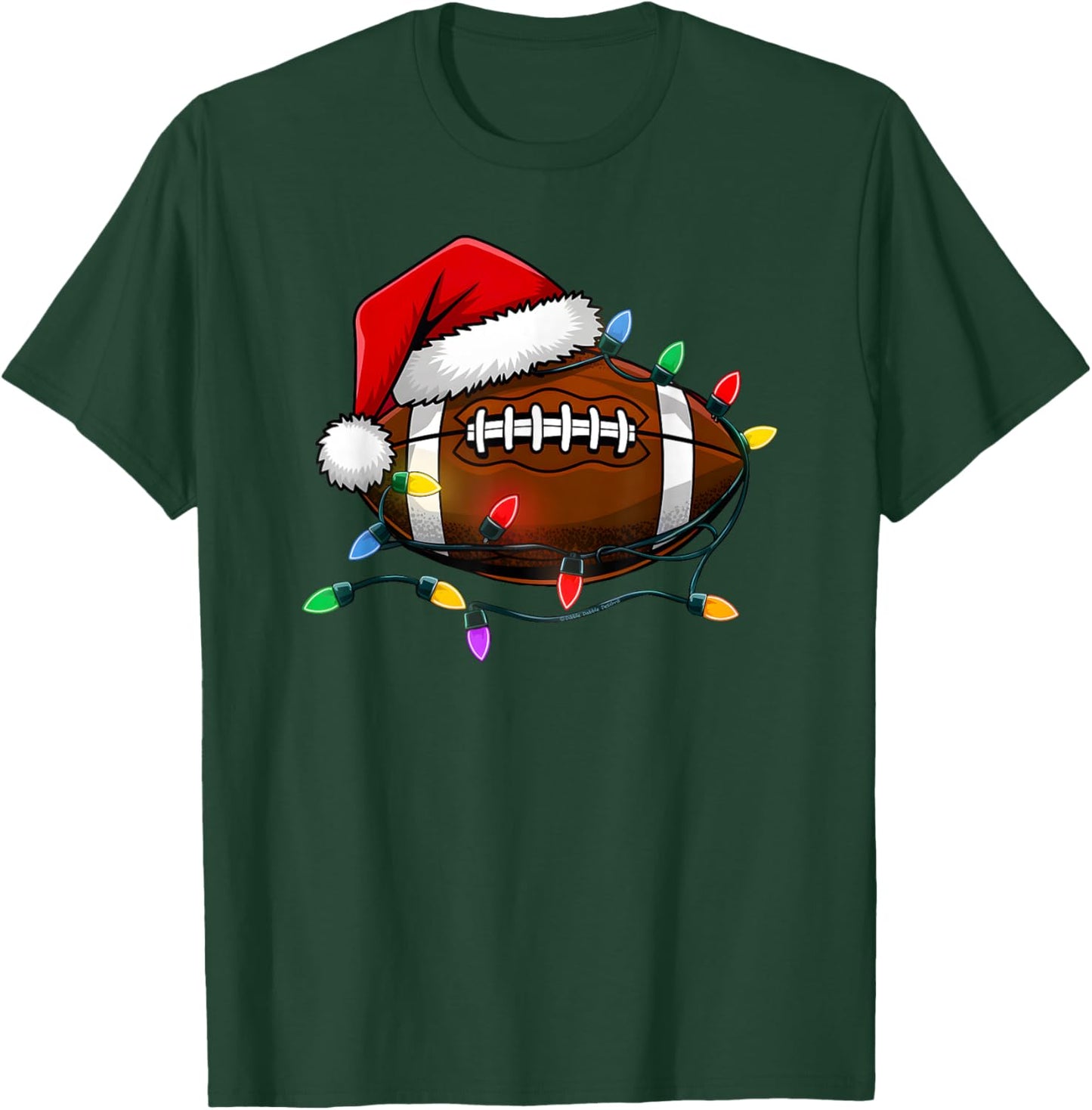 Christmas Football with Santa Hat Christmas Football Player T-Shirt - T-Shirt | Forest