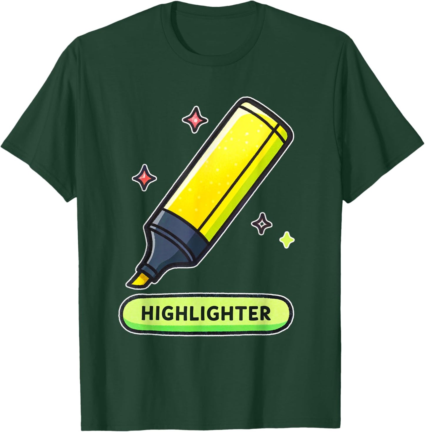 Bright and Fun Highlighter Marker Design T-Shirt - T-Shirt | Forest