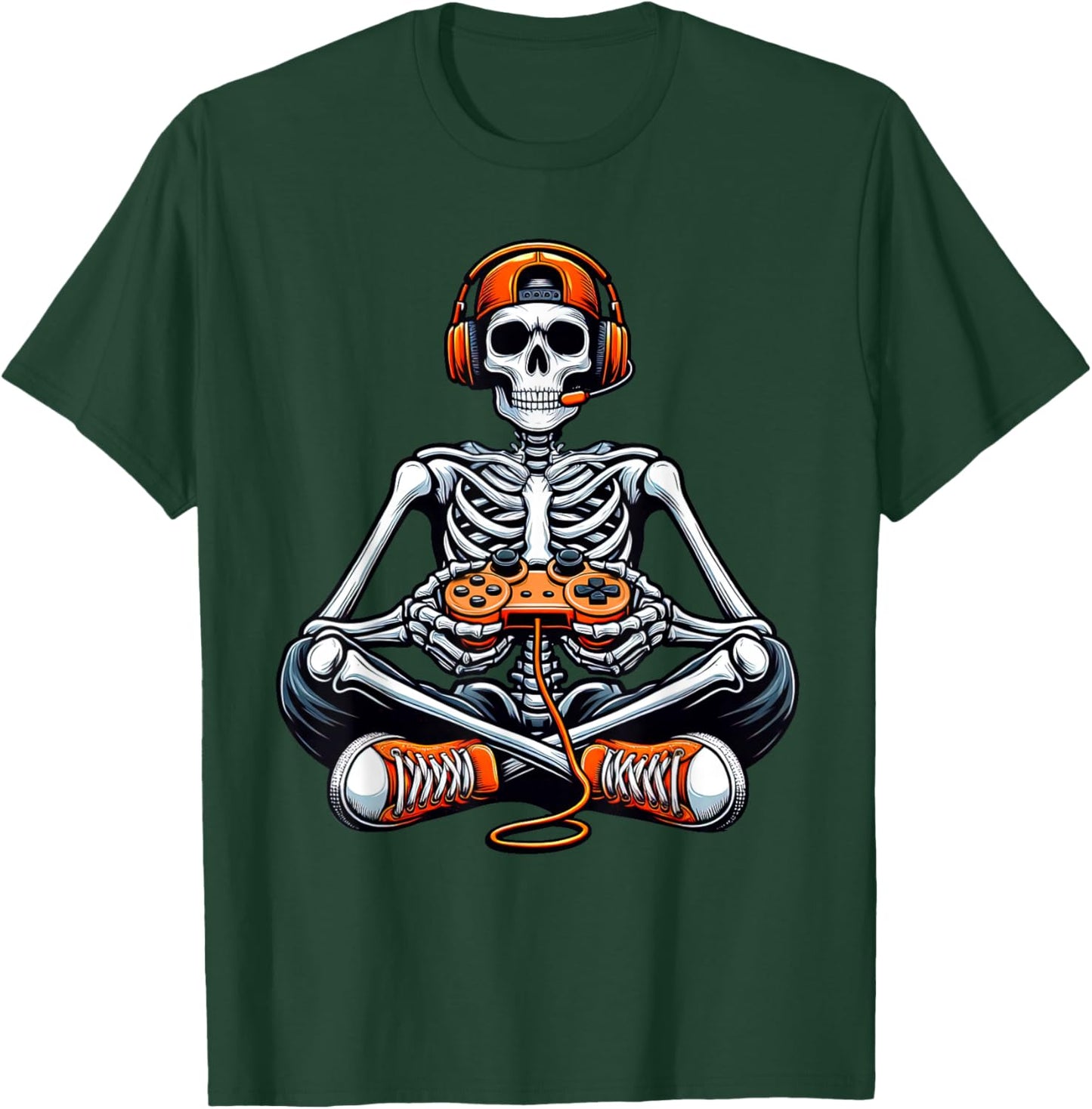Skeleton Halloween Shirts Gamer Video Gaming Boys Men Kids T-Shirt - T-Shirt | Forest
