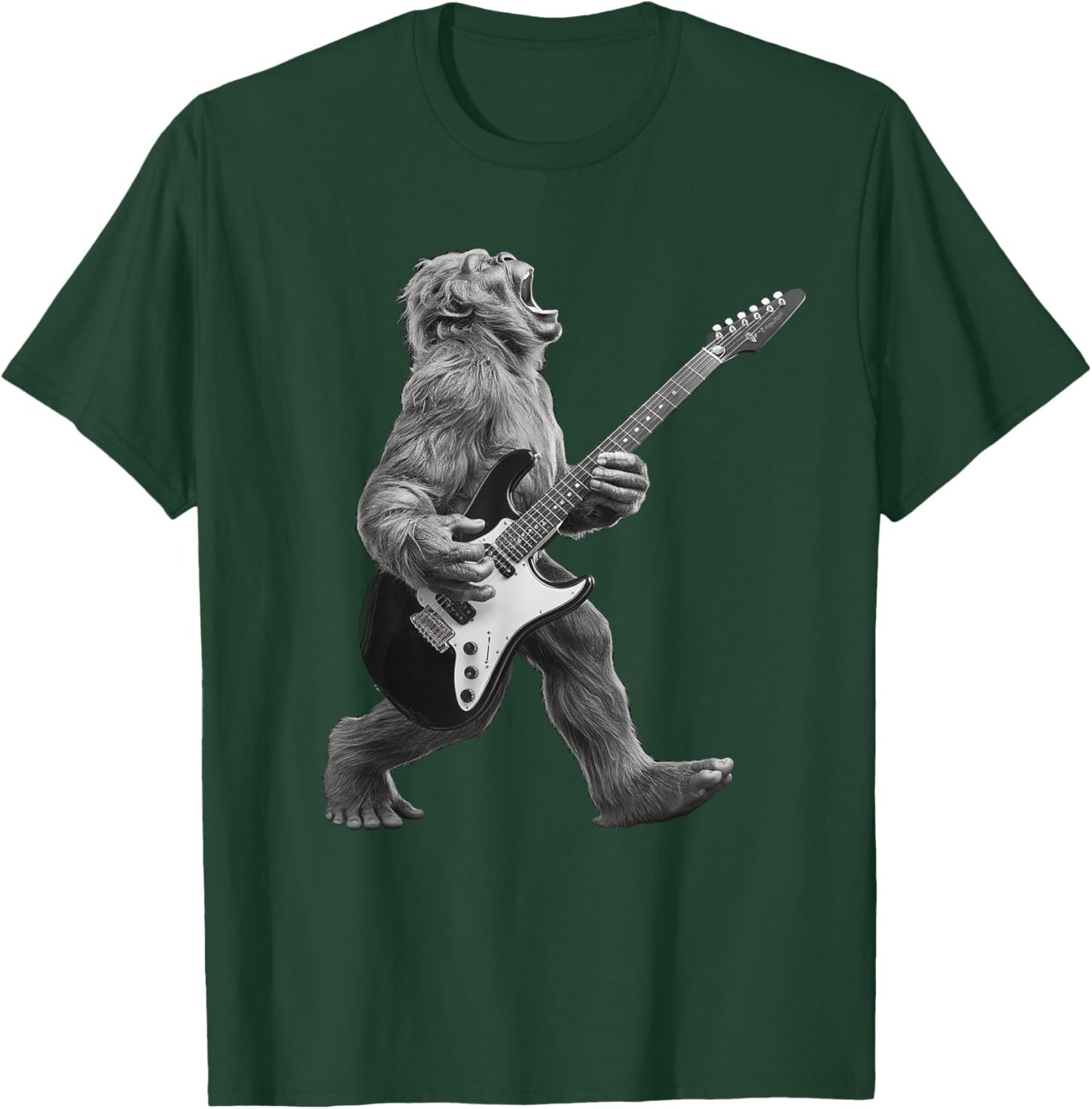 Bigfoot Playing Guitar Rock and Roll Gifts Women Kid T-Shirt - T-Shirt | Forest