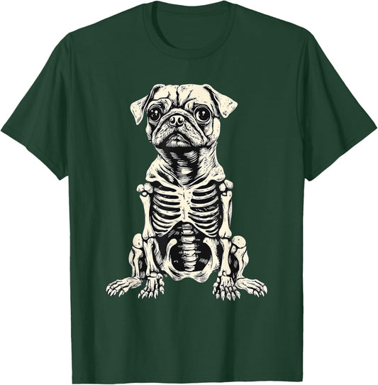 Dog Pug Skeleton Halloween Women Kids T-Shirt - T-Shirt | Forest
