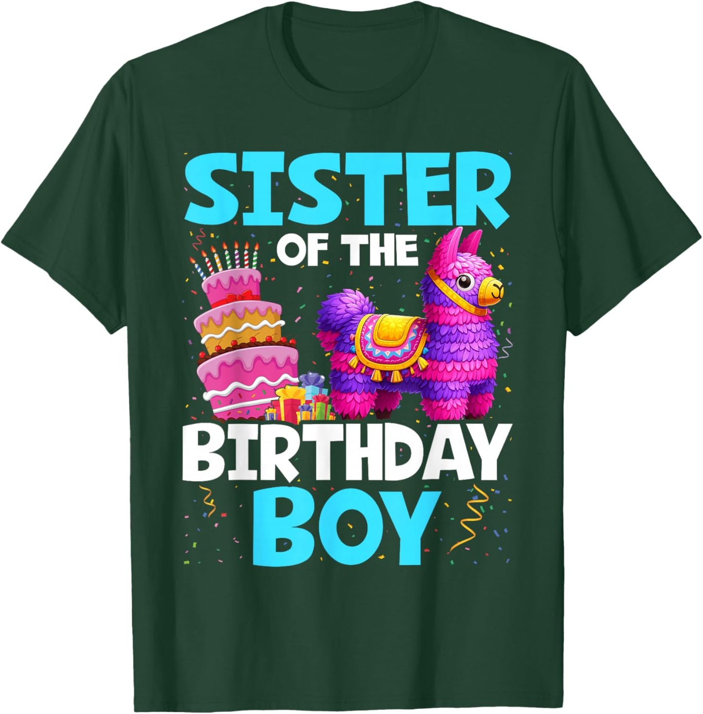 Sister Of The Birthday Boy Llama Family Party Decorations T-Shirt - T-Shirt | Forest