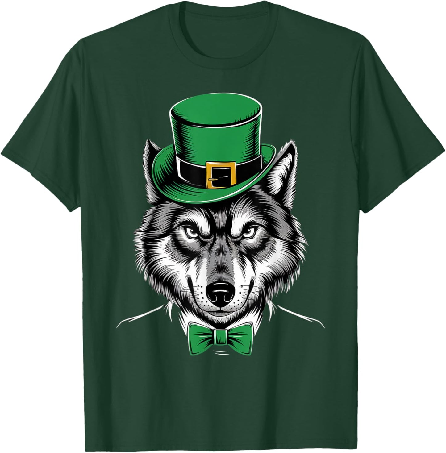 Green Wolf shamrock on St Patricks Day Wolf T-Shirt - T-Shirt | Forest