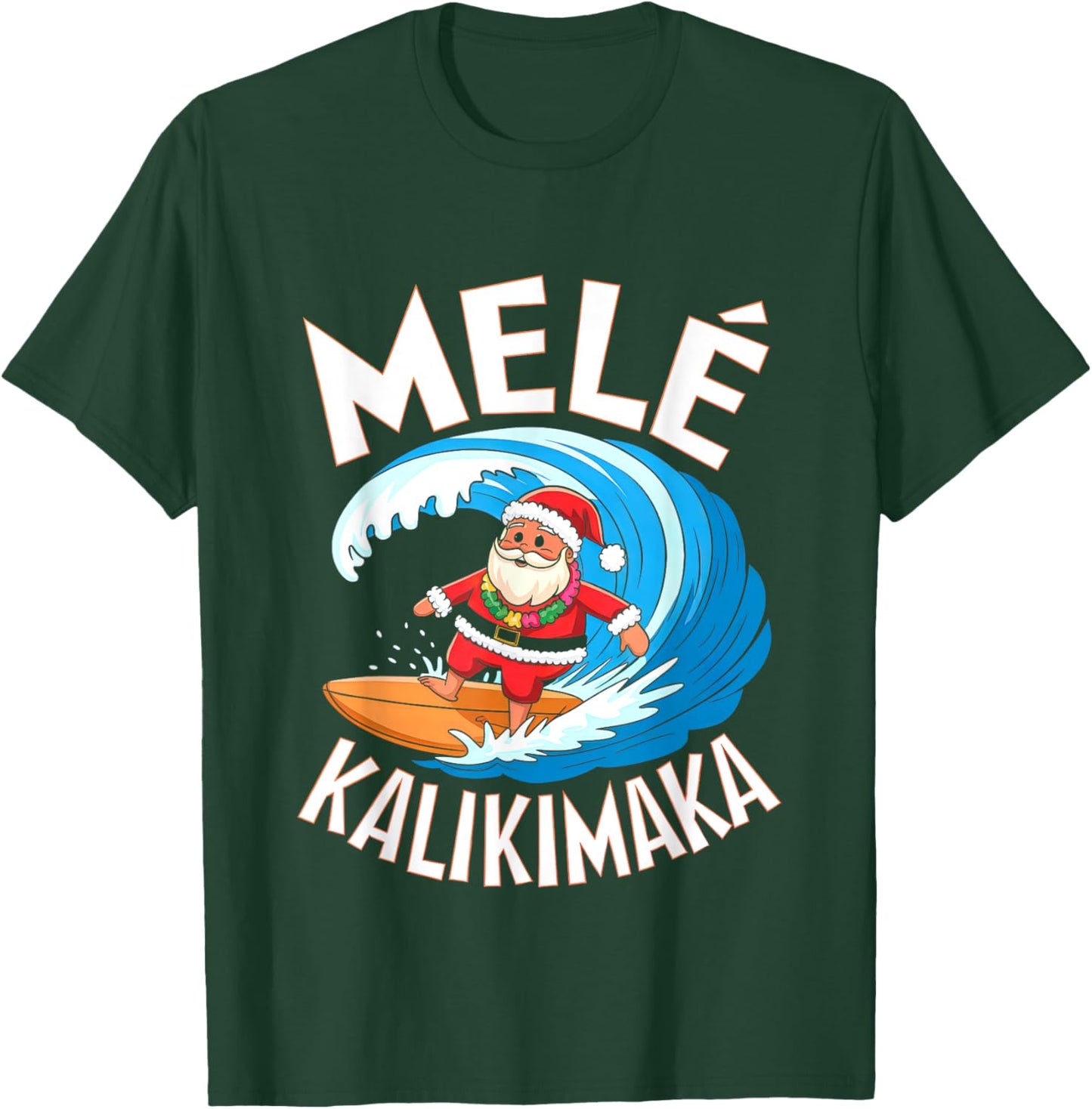 Mele Kalikimaka Surfing Santa Xmas T-Shirt - T-Shirt | Forest