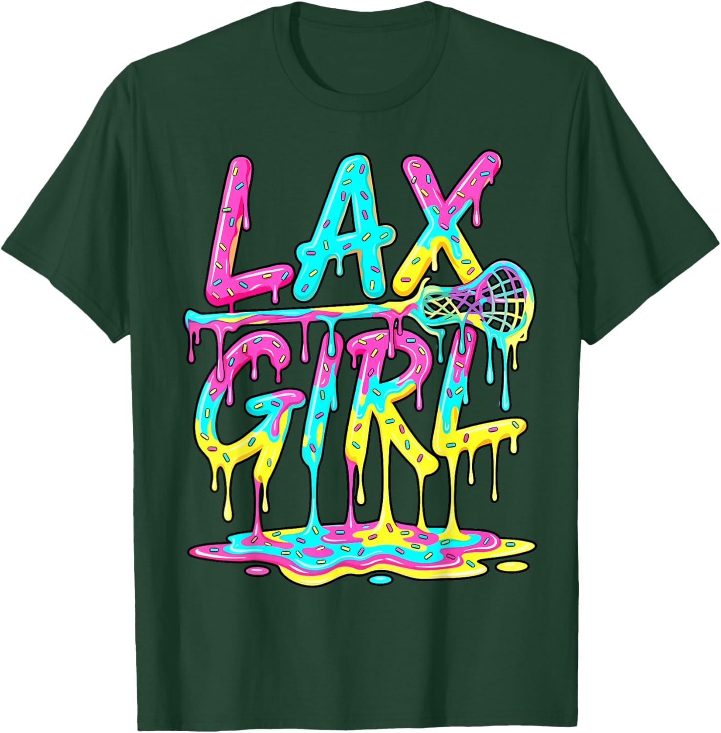 Lax Girl Lacrosse Ice Cream Funny Drip T-Shirt - T-Shirt | Forest