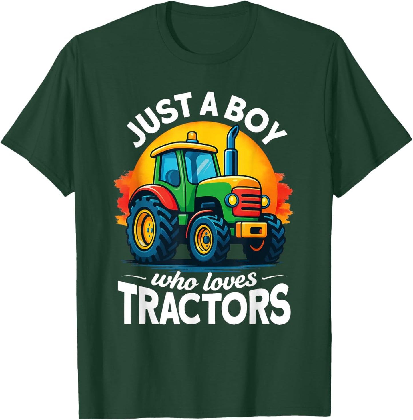 Kids Farm Lifestyle Just A Boy Who Loves Tractors T-Shirt - T-Shirt | Forest
