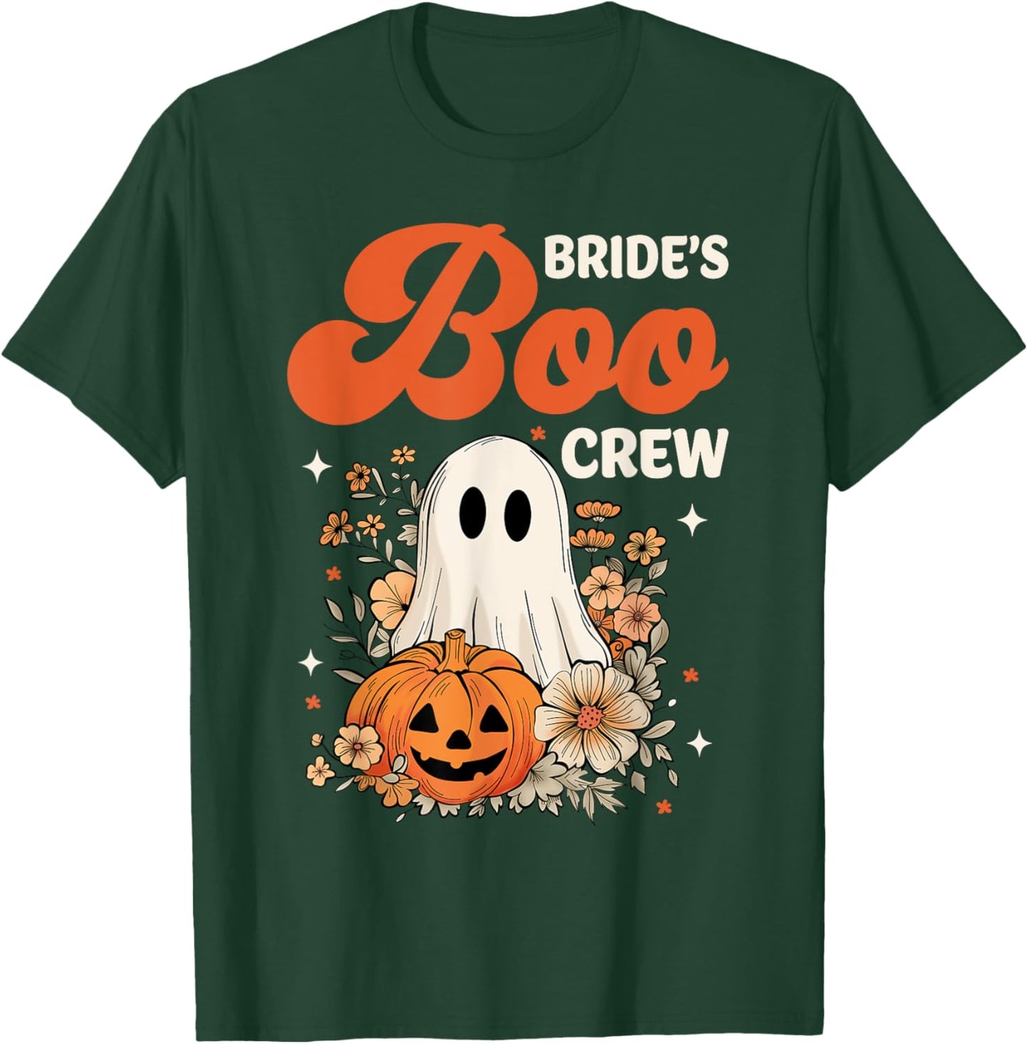 Bride's Boo Crew Wildflower Ghost Halloween Bachelorette T-Shirt - T-Shirt | Forest