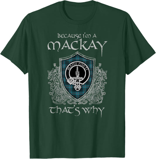 Clan MacKay Crest Tartan Celtic Last Name Vinatge T-Shirt - T-Shirt | Forest