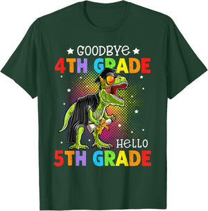 4th Grade Graduation Hello 5th Grade T-Rex Dino Boys Kids T-Shirt - T-Shirt | Forest