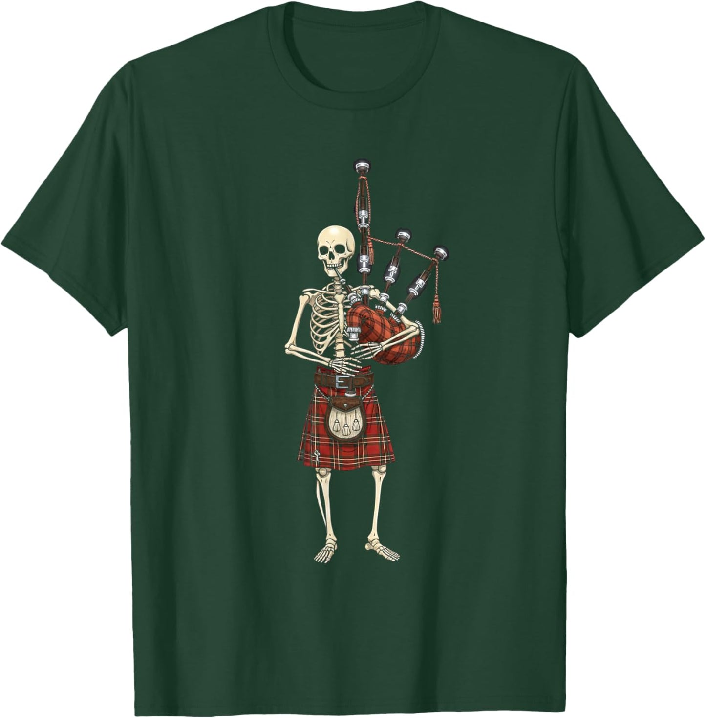 Bagpiper Skeleton Halloween Men Boys Kids Bagpipe Bagpiping T-Shirt - T-Shirt | Forest