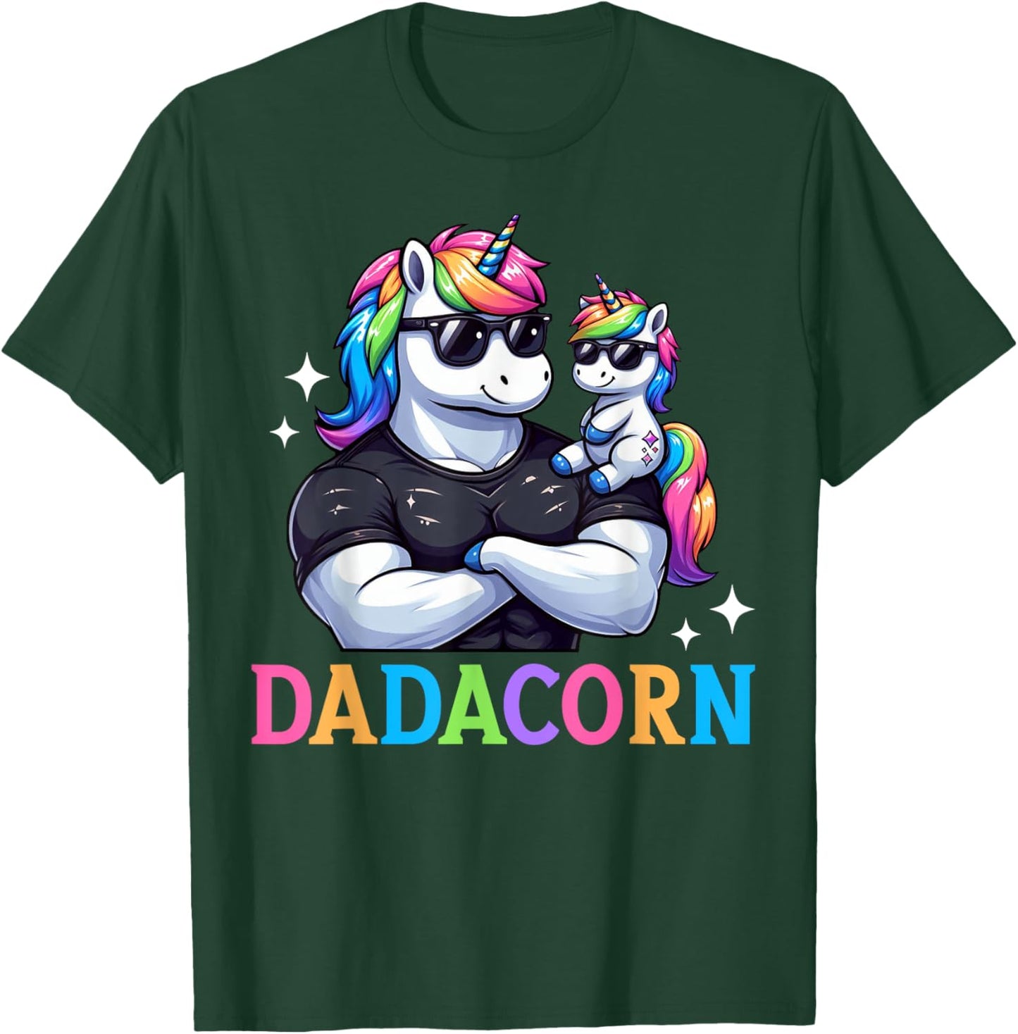 Dadacorn Unicorn Dad Papa Father's Day Daughter T-Shirt - T-Shirt | Forest