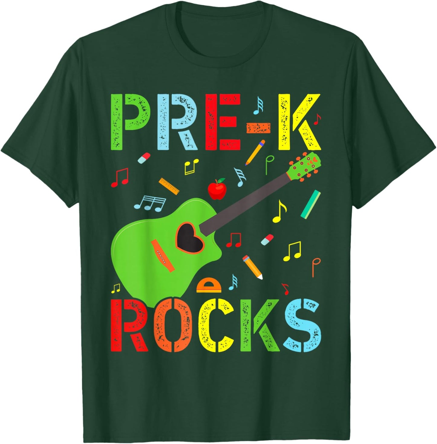 Hello Pre-K Rocks Teacher Team Vibes Rockstar T-Shirt - T-Shirt | Forest