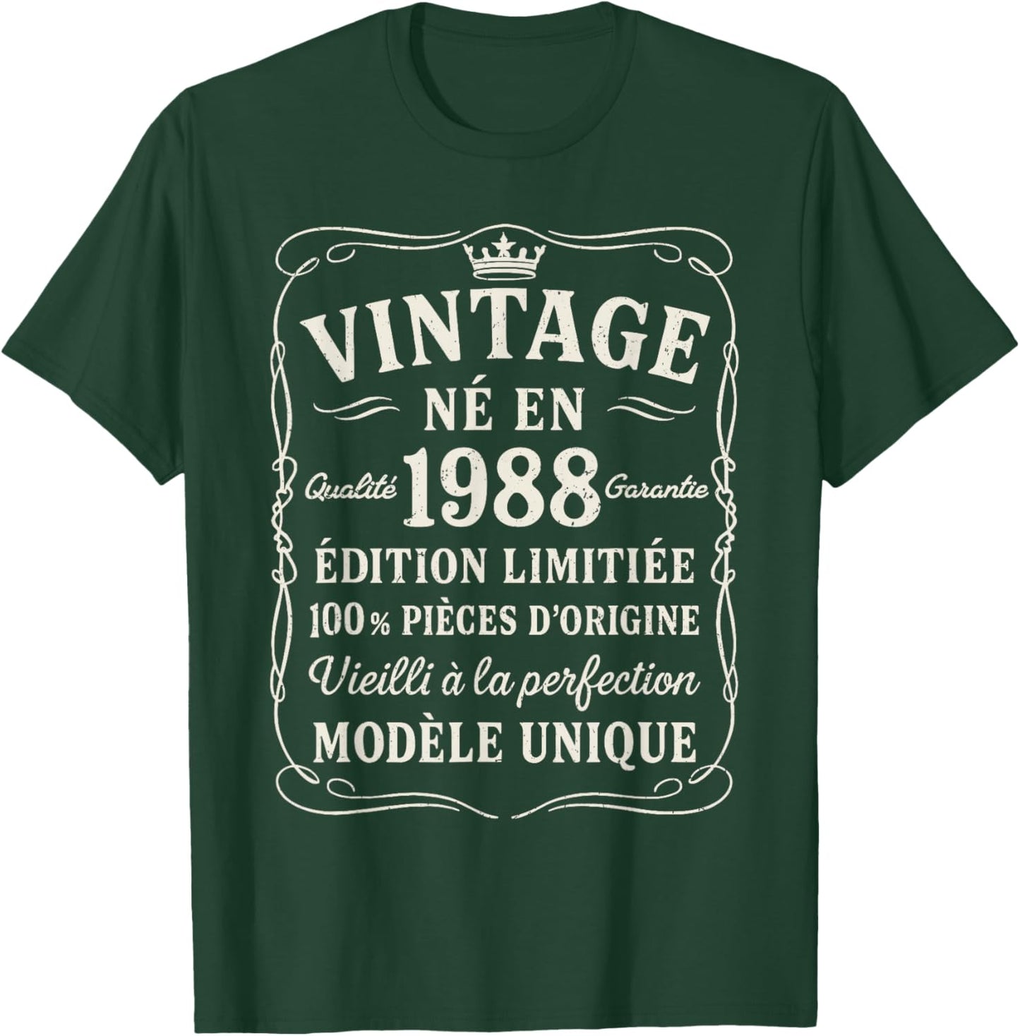 Birthday 38 Years Gift Vintage Born in 1988 38 Years Old Man T-Shirt - T-Shirt | Forest