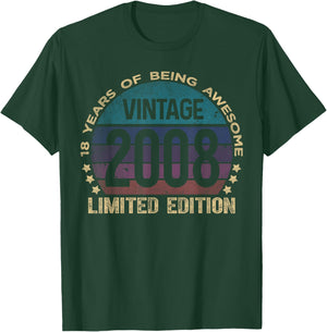 18 Year Old Gifts Vintage 2008 Limited Edition 18th Birthday T-Shirt - T-Shirt | Forest