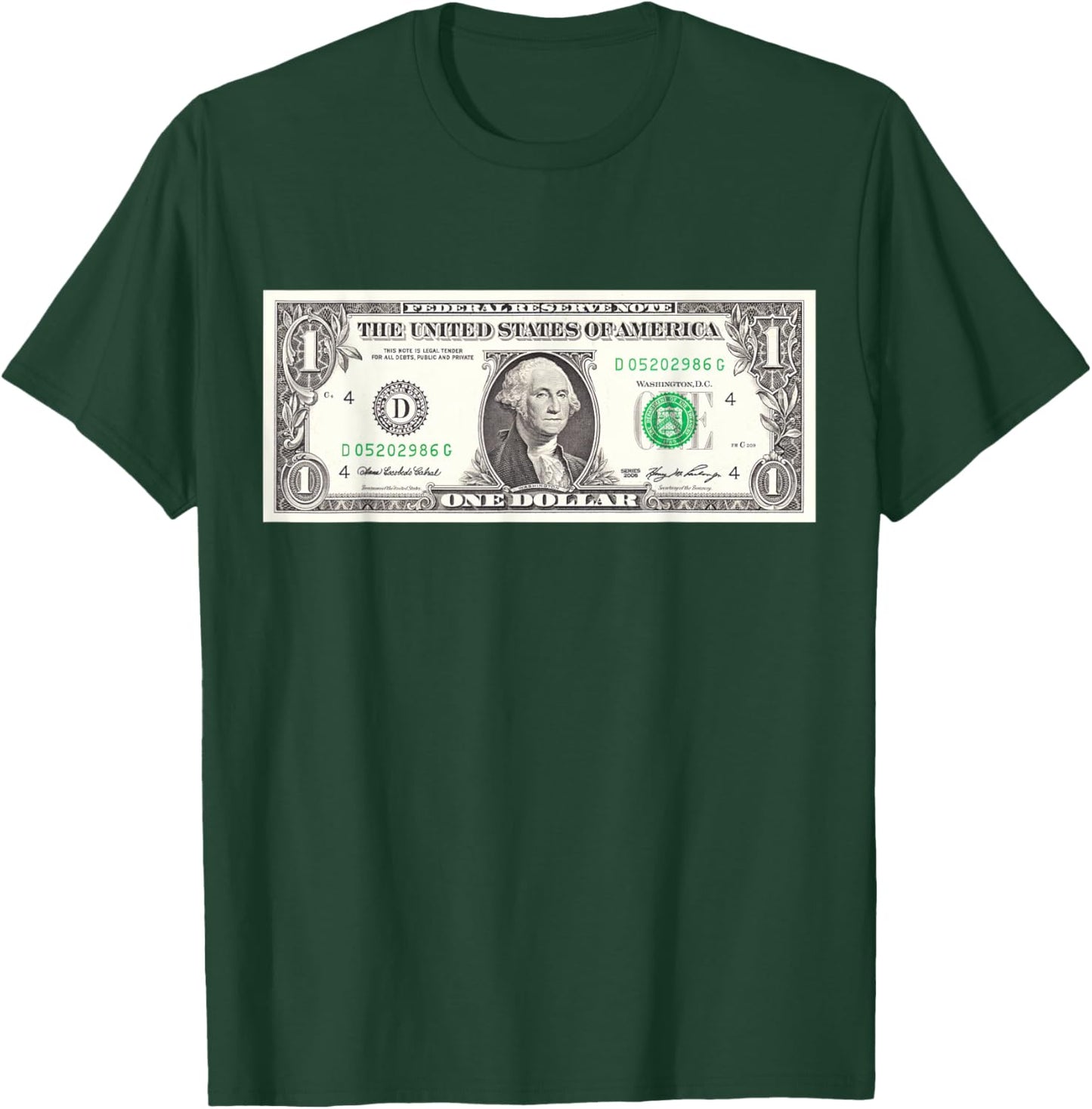 Official $1 Dollar Bill Vintage Money Design Cash Currency T-Shirt - T-Shirt | Forest