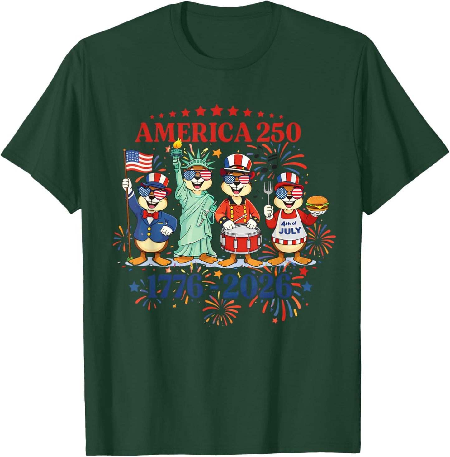 250th Anniversary USA Patriotic 250 Years American 4th July T-Shirt - T-Shirt | Forest