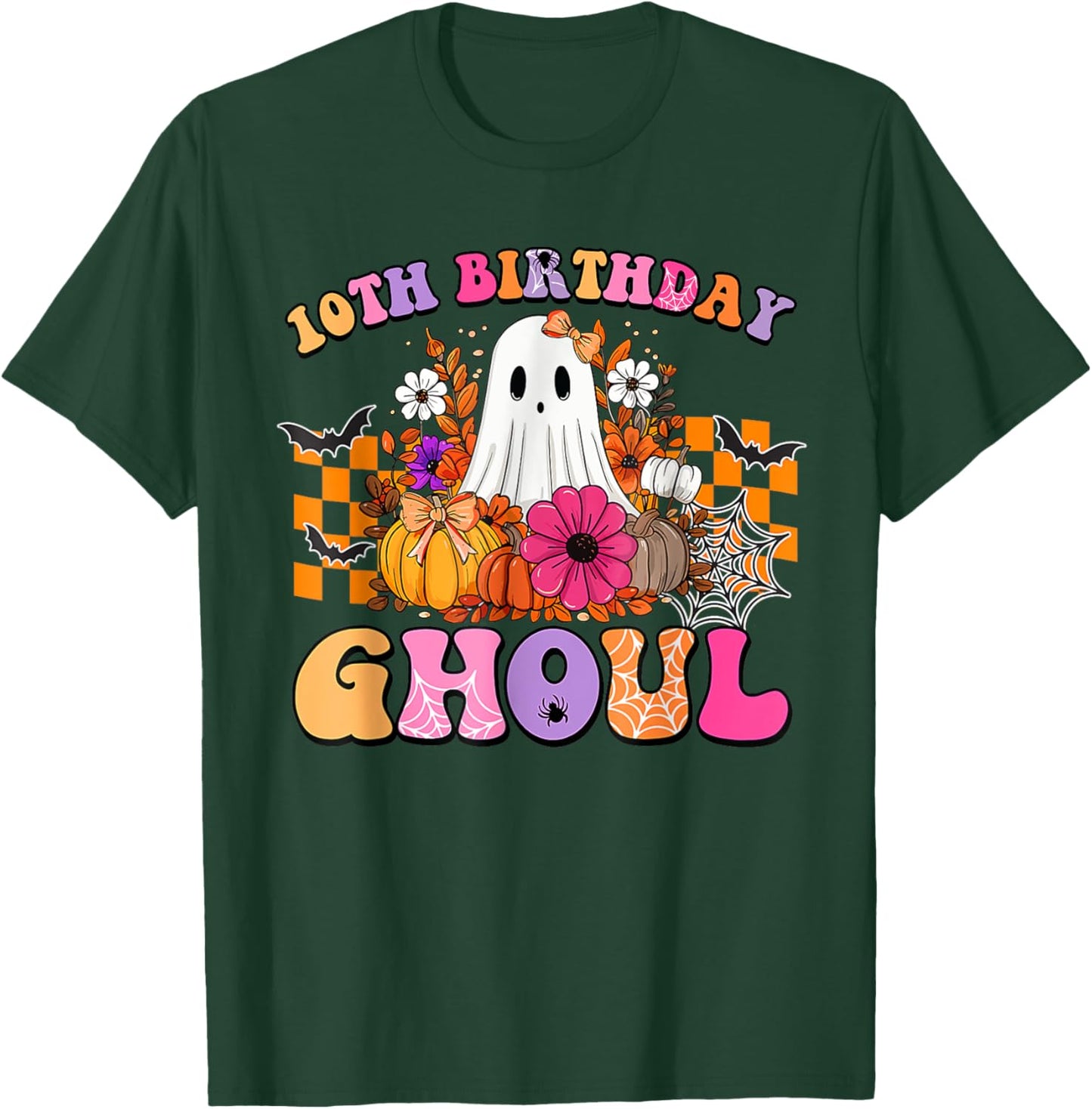 Halloween Ghoul 10 Year Old 10th Birthday Spooky Ghost T-Shirt - T-Shirt | Forest