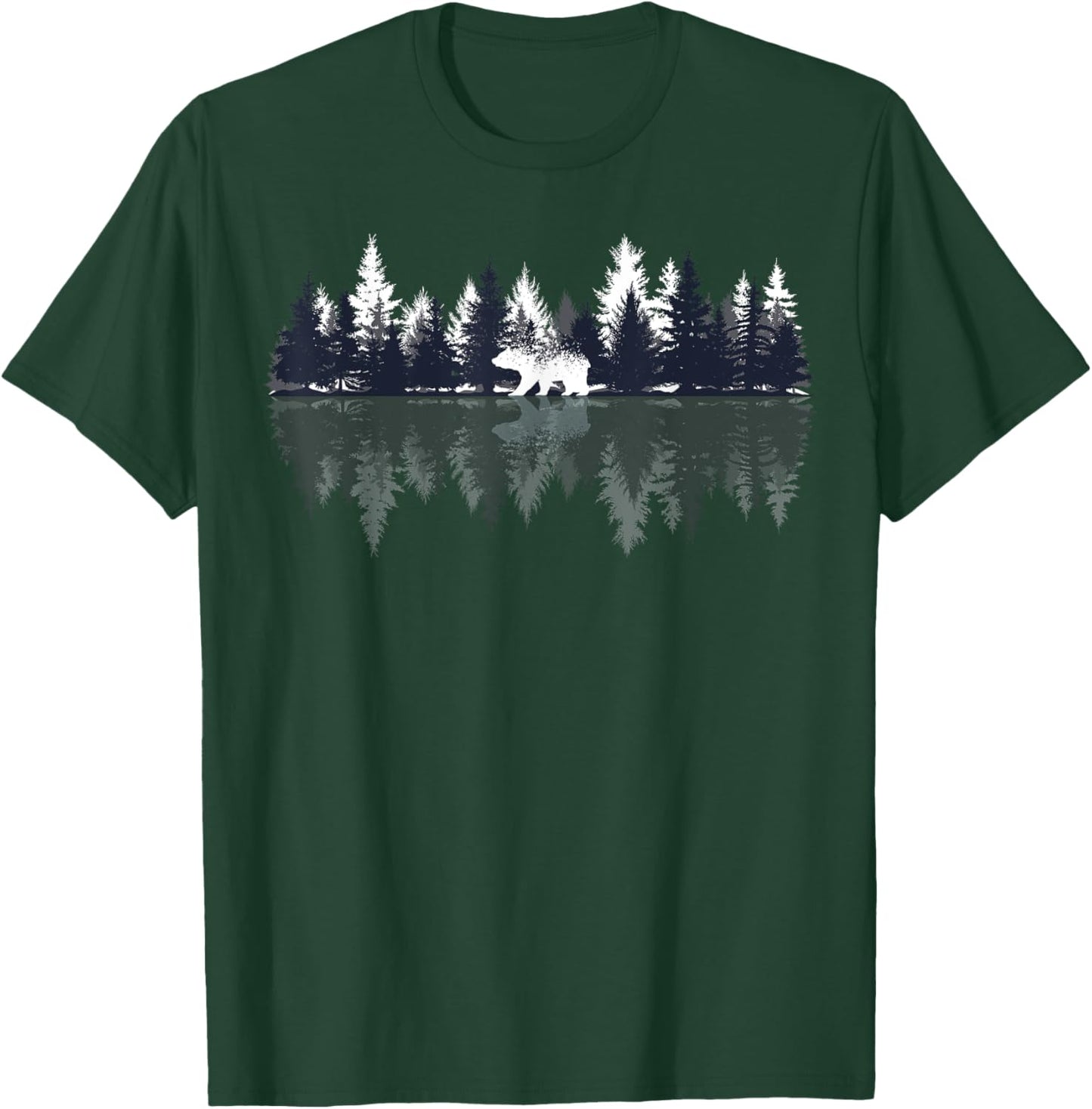 Lake Shadow Bear Shadow Graphic Mountains Forrest Outdoor T-Shirt - T-Shirt | Forest