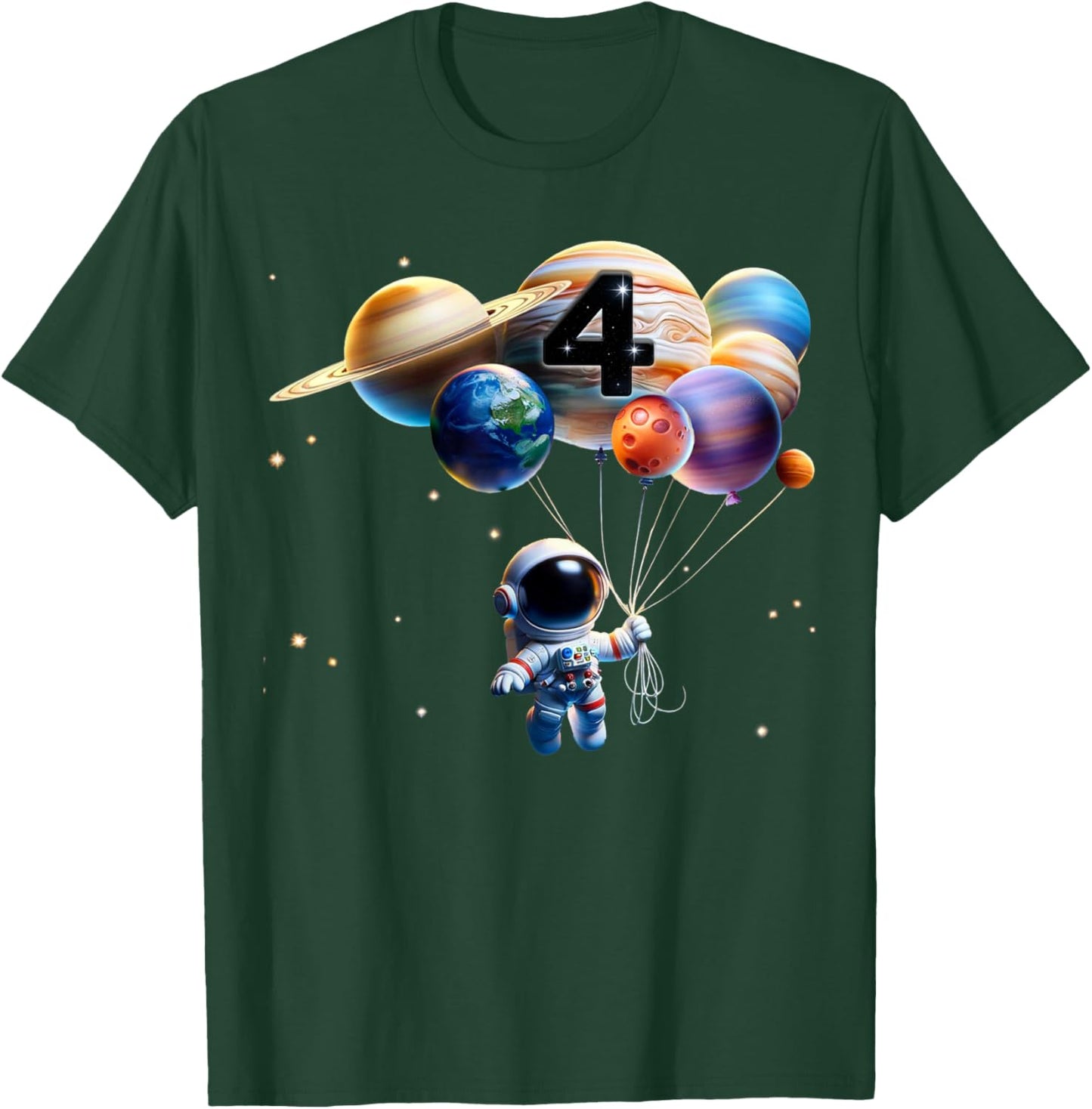 4 Years Old Birthday Boy Gifts Astronaut Planet 4th Four T-Shirt - T-Shirt | Forest