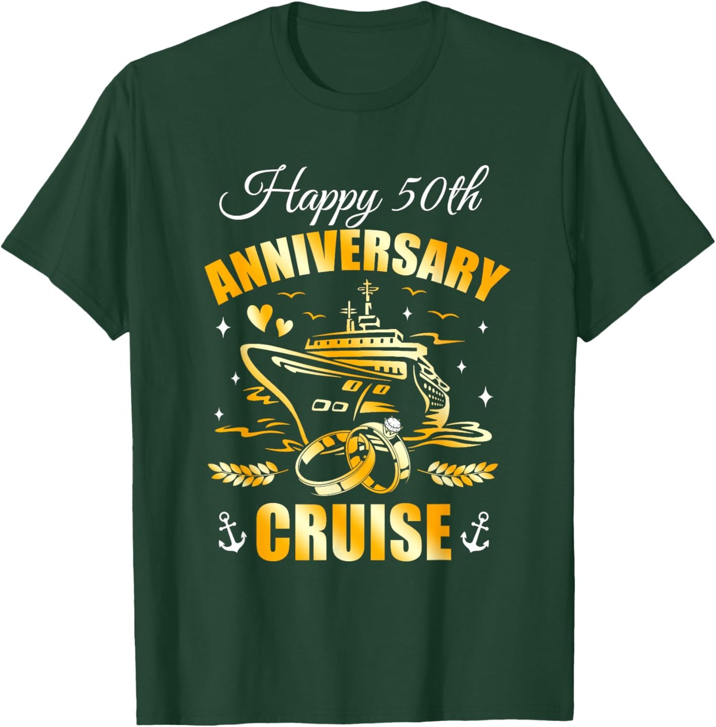 Happy 50Th Anniversary Cruise Wedding Matching Husband Wife T-Shirt - T-Shirt | Forest
