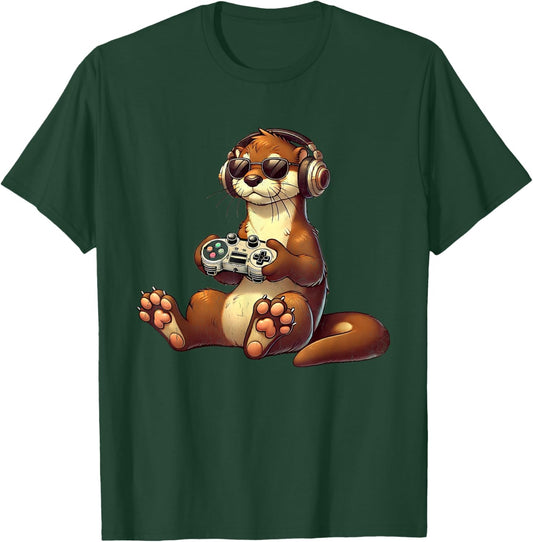 Retro Gamer Funny Video Games Otter Funny Retro Otter Gaming T-Shirt - T-Shirt | Forest