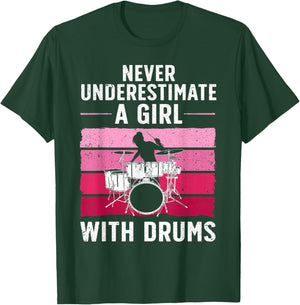 Funny Drummer Art For Girls Women Drumming Drum Set Drummer T-Shirt - T-Shirt | Forest