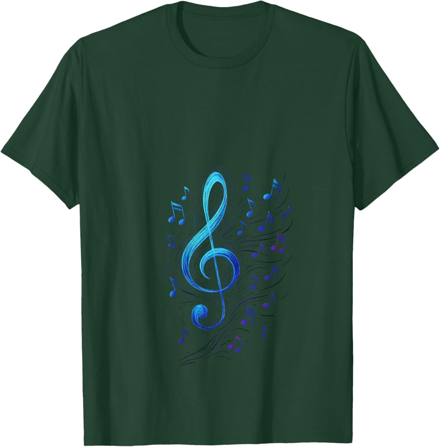 Treble Clef - Heart Music Note Love Art V-Neck T-Shirt - T-Shirt | Forest