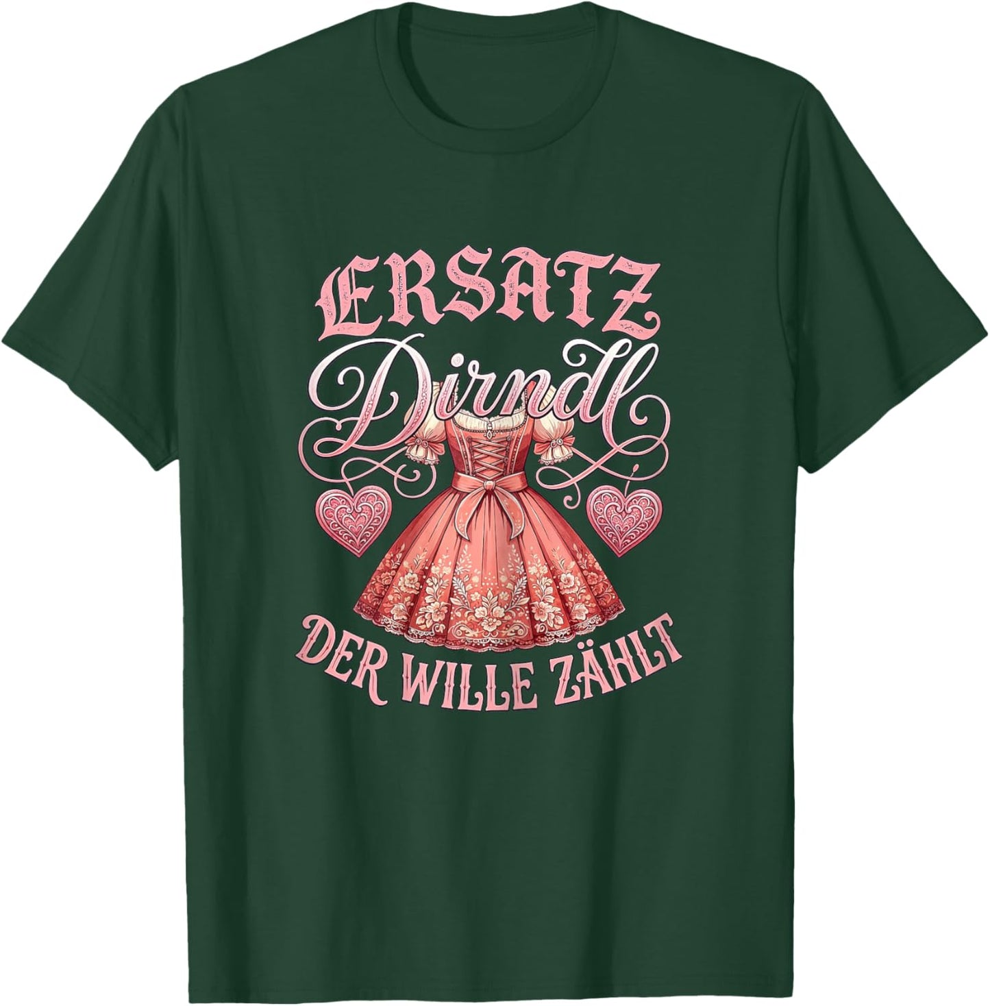 Ersatz Dirndl Shirt Damen Trachtenshirt Oberteil Trachten T-Shirt - T-Shirt | Forest
