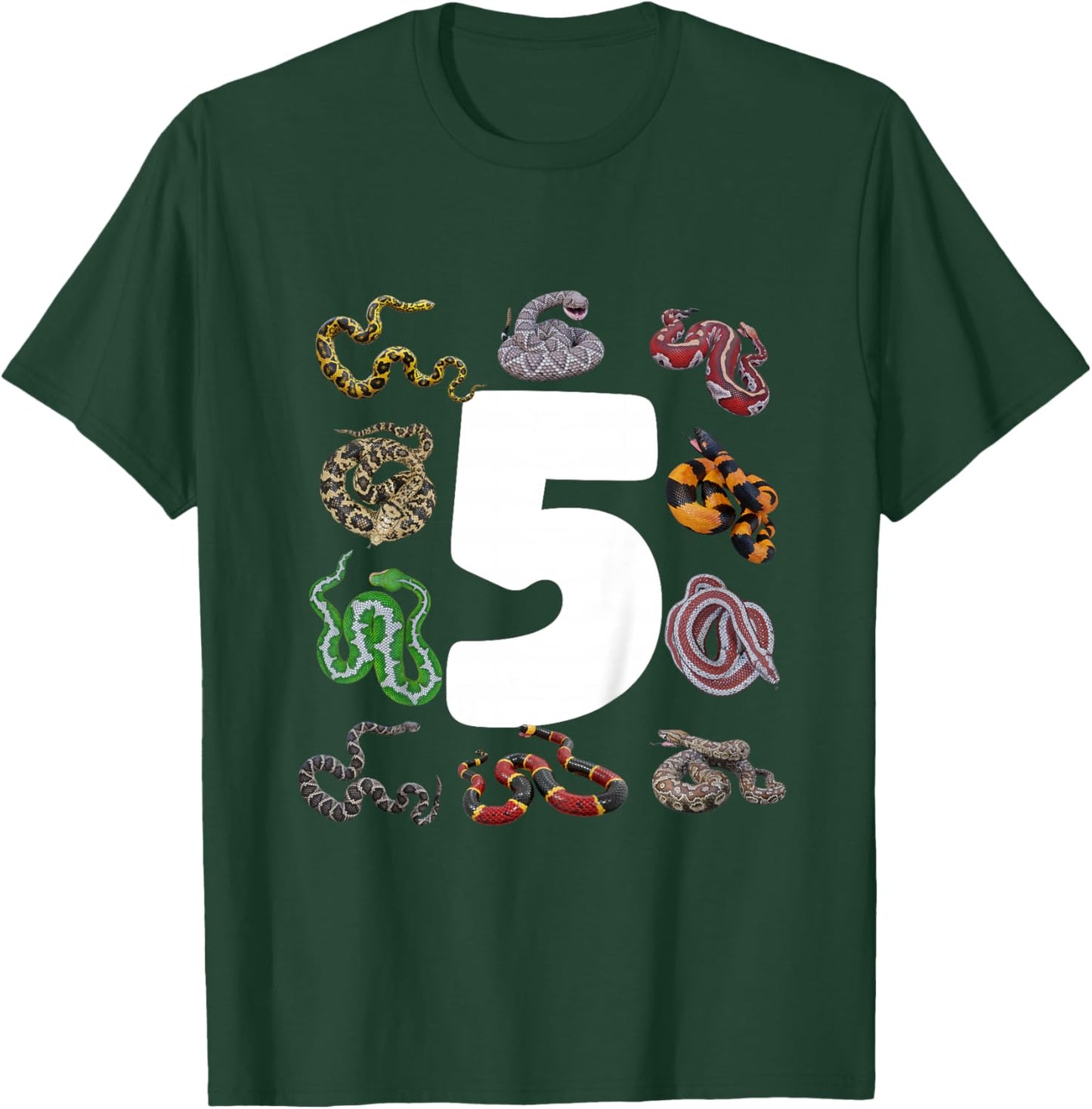 5th Snake Birthday Party Five Year Old Snake Lover Birthday T-Shirt - T-Shirt | Forest