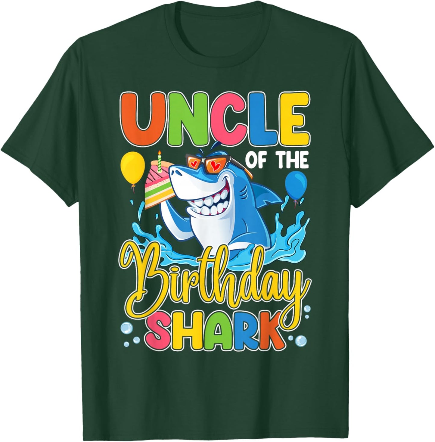 Funny Uncle Of The Shark Birthday Animal Lover Boys Girls T-Shirt - T-Shirt | Forest