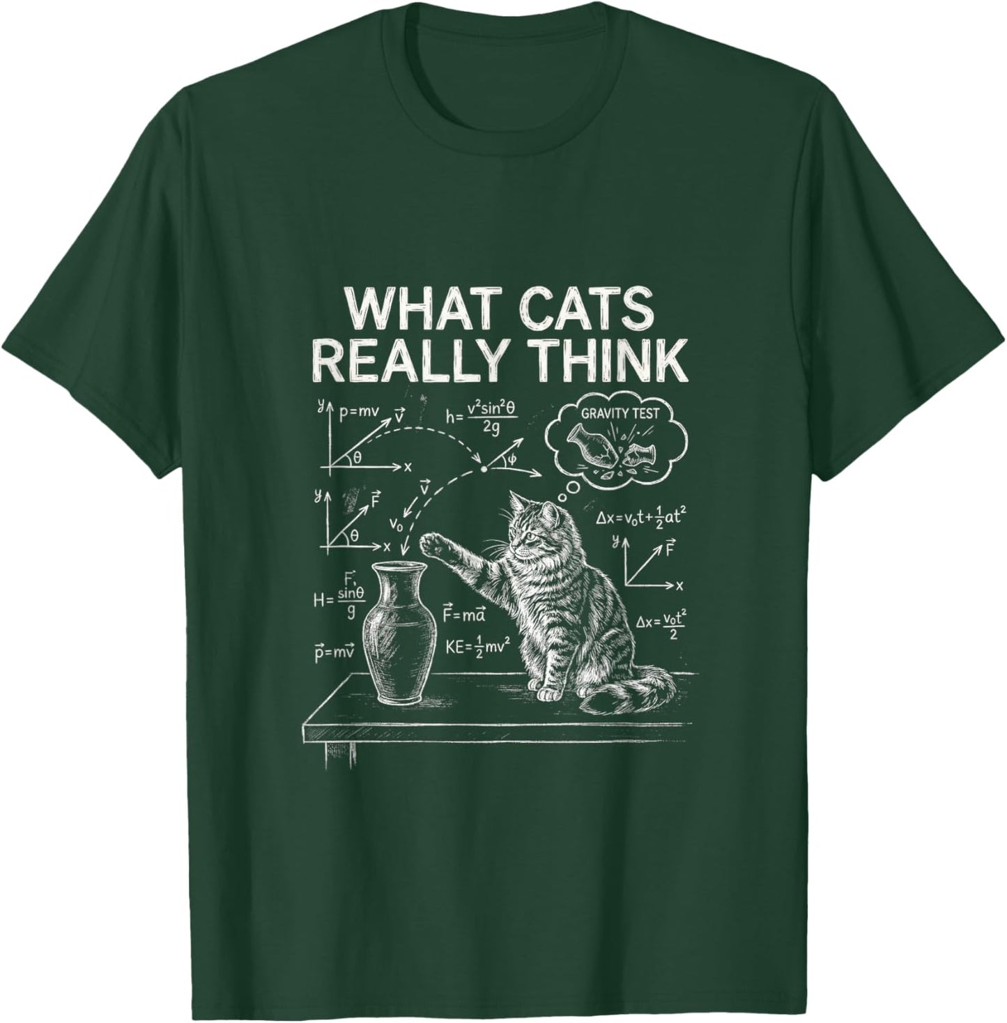 Funny Joke Cat Lovers Physics Humor What Cats Really Think T-Shirt - T-Shirt | Forest
