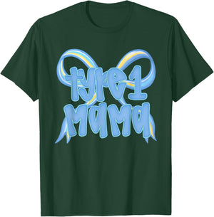 Blue Bow Type One Diabetes Mama, Cute Coquette Type One Mom T-Shirt - T-Shirt | Forest
