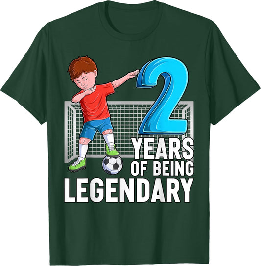 2 Years of Being Legendary Cool Soccer Boy 2nd Birthday Kids T-Shirt - T-Shirt | Forest