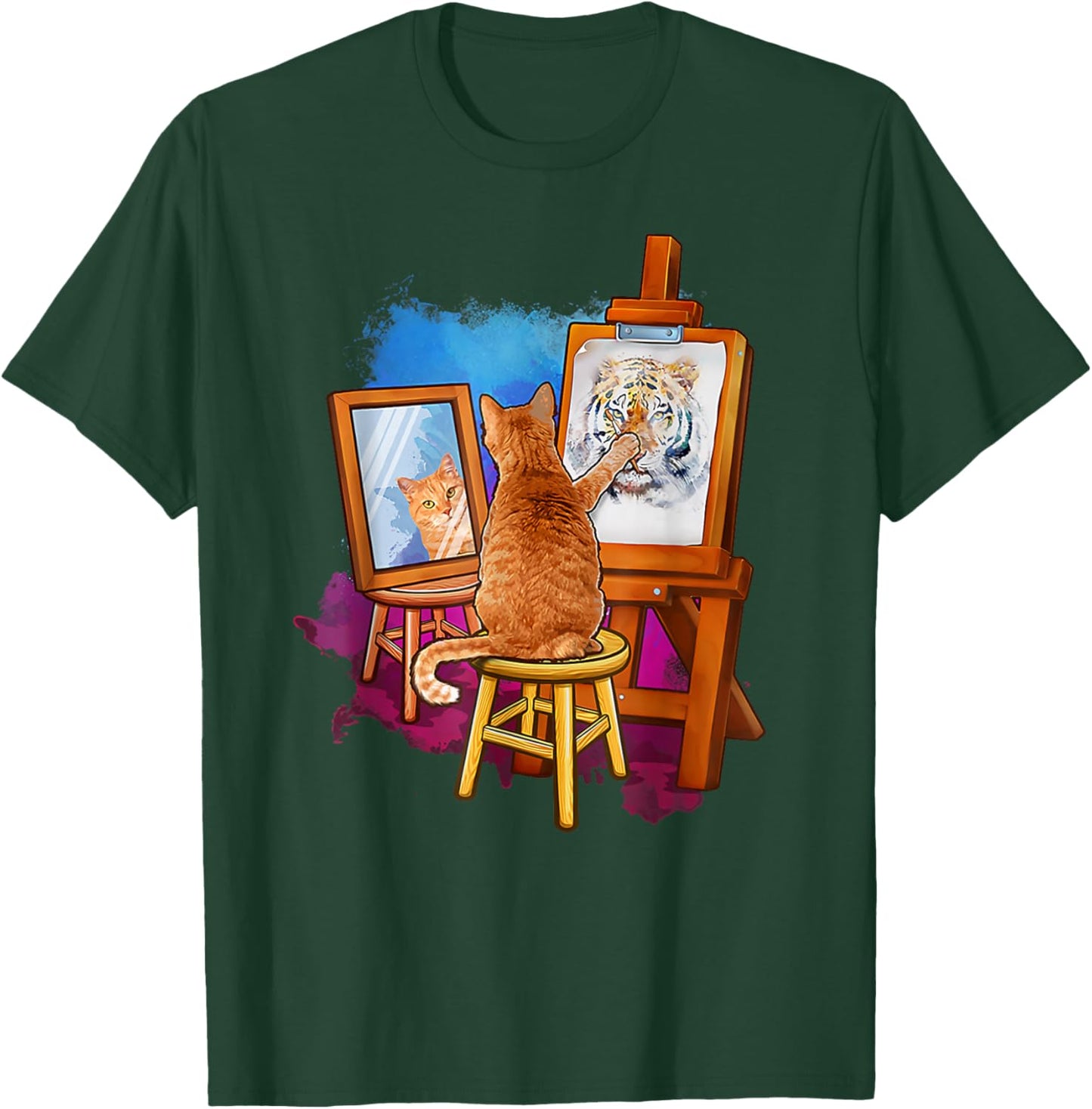 Cat paints self-portrait as a tiger T-Shirt - T-Shirt | Forest