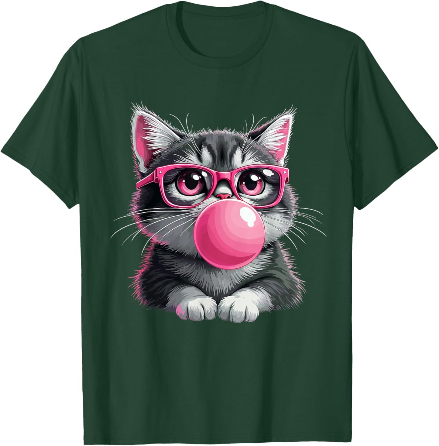 Bubble Gum Cute Funny Cat Lovers Men Women Kids Girls T-Shirt - T-Shirt | Forest