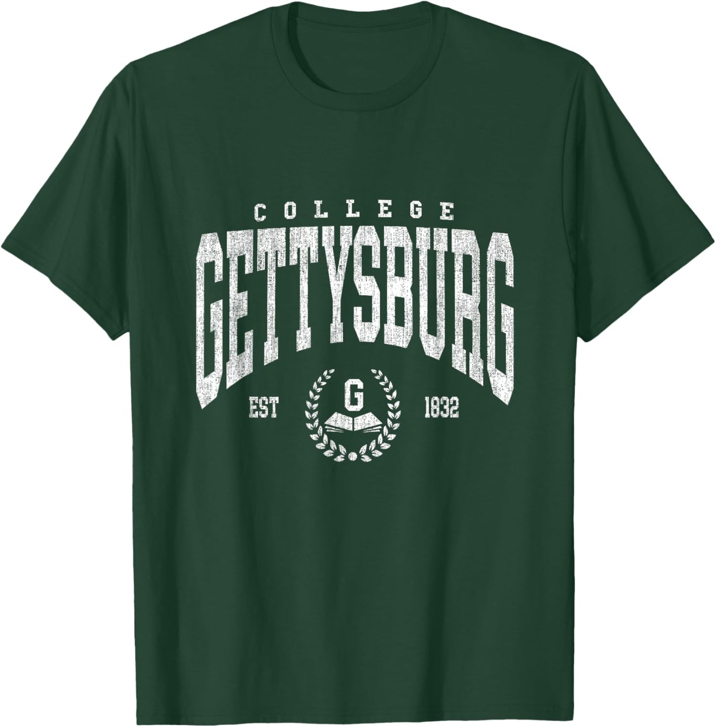 Vintage Gettysburg Athletics Arch Design Men Women T-Shirt - T-Shirt | Forest