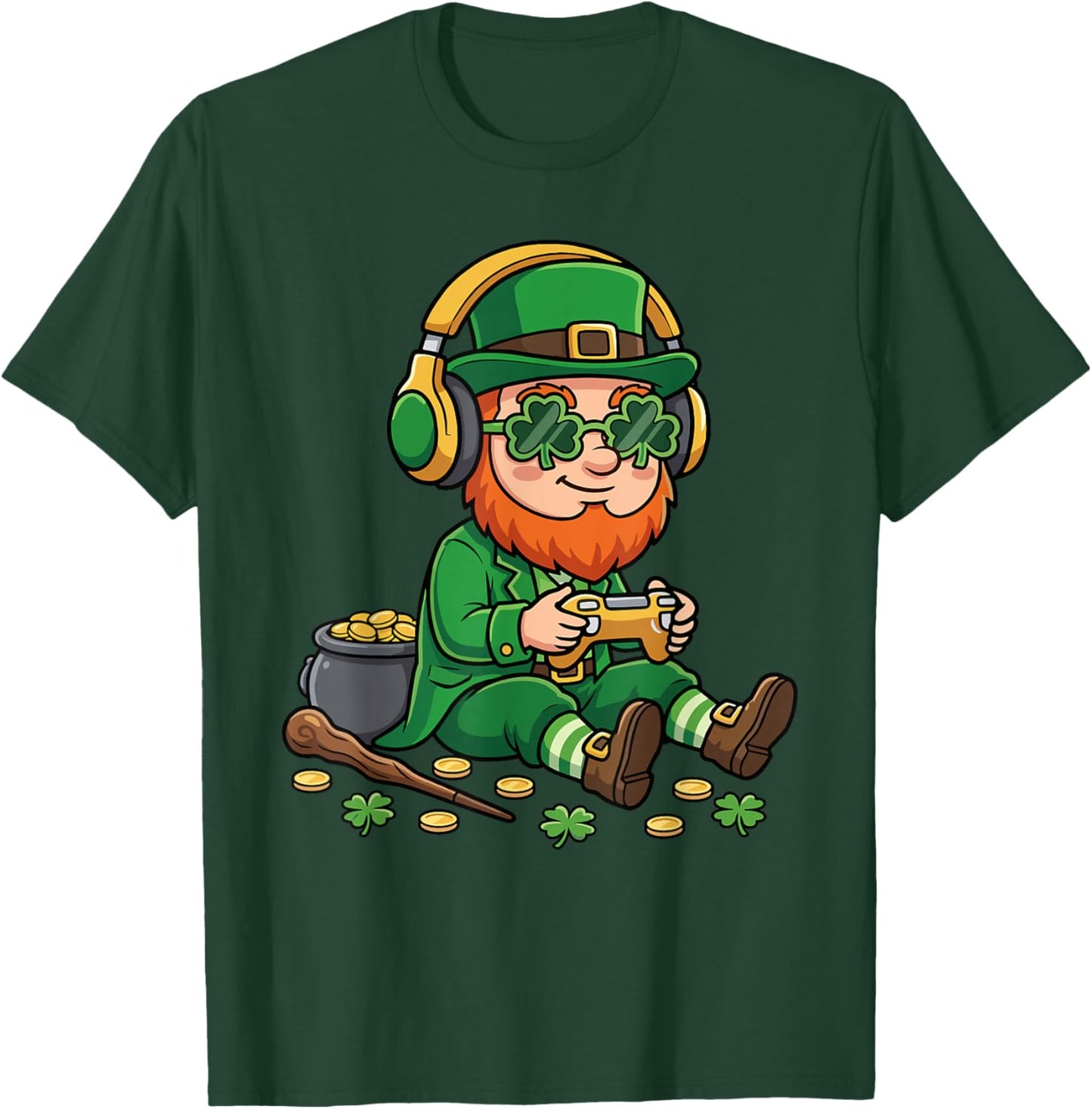 Video Games St Patrick Gamer Funny St. Patricks Day T-Shirt - T-Shirt | Forest