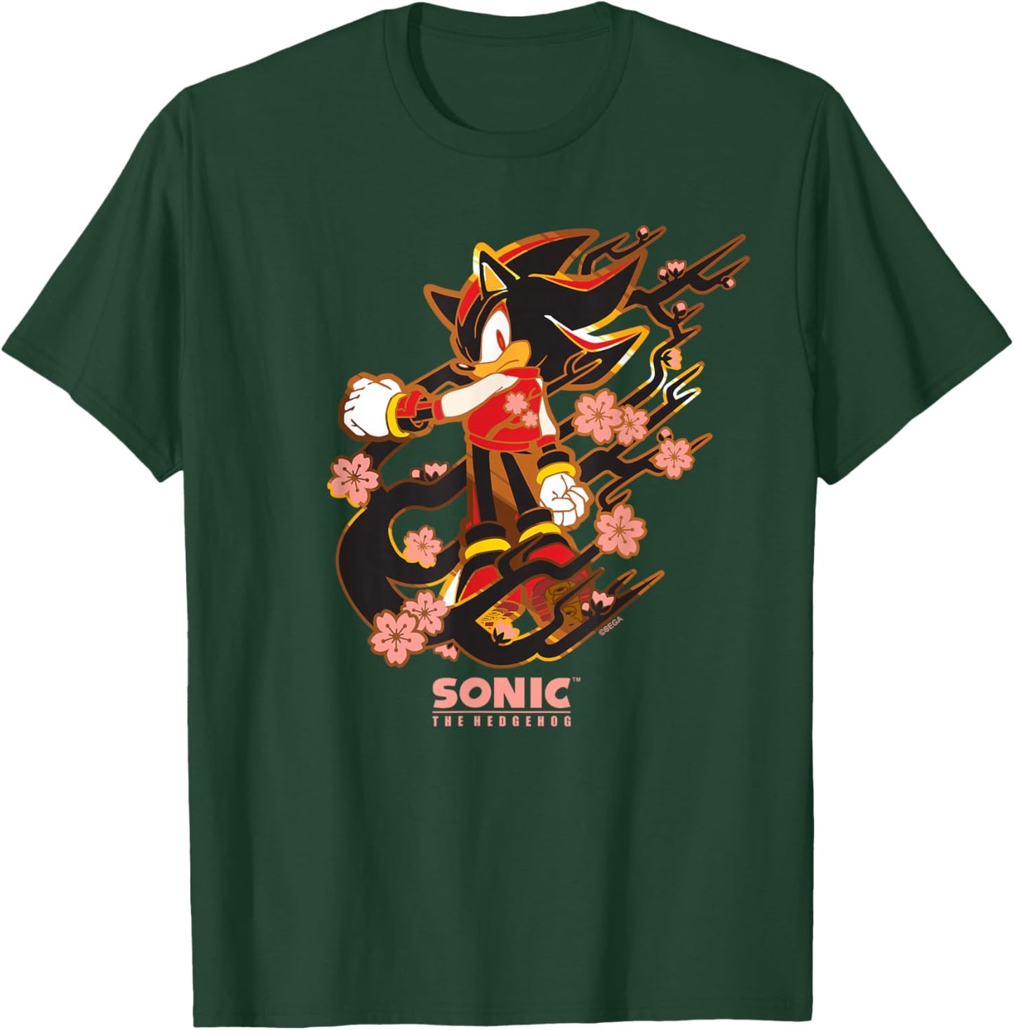 Sonic The Hedgehog - Shadow with Cherry Blossoms T-Shirt - T-Shirt | Forest