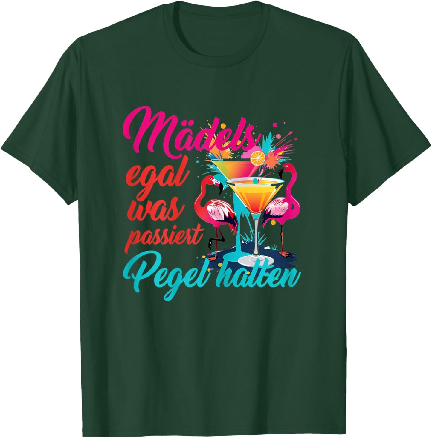 JGA Marriage Bride Crew Saying Girls Pegel halten Flamingos , black T-Shirt - T-Shirt | Forest