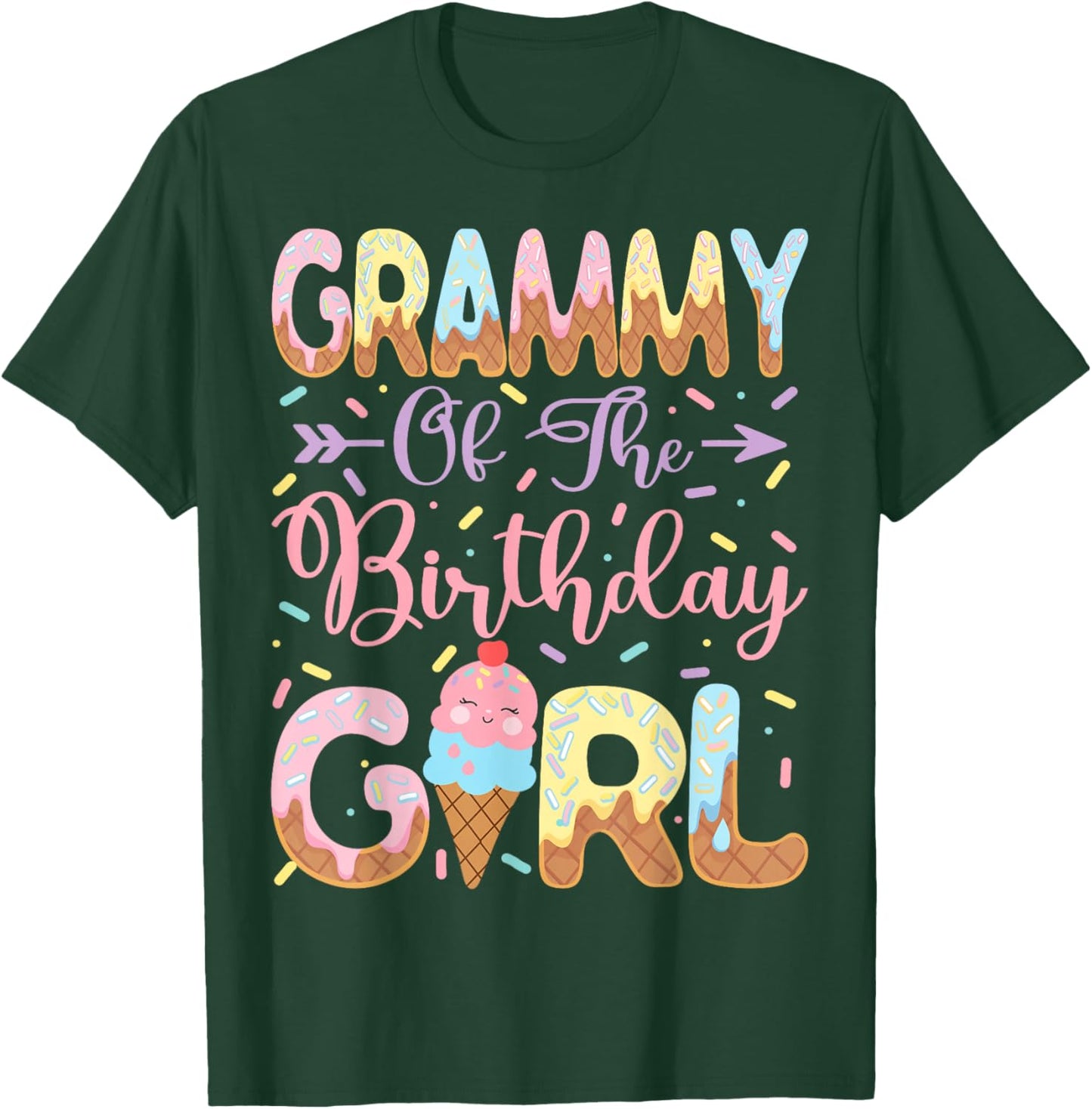 Grammy of The Birthday Girl Sweet Ice Cream Party Matching T-Shirt - T-Shirt | Forest