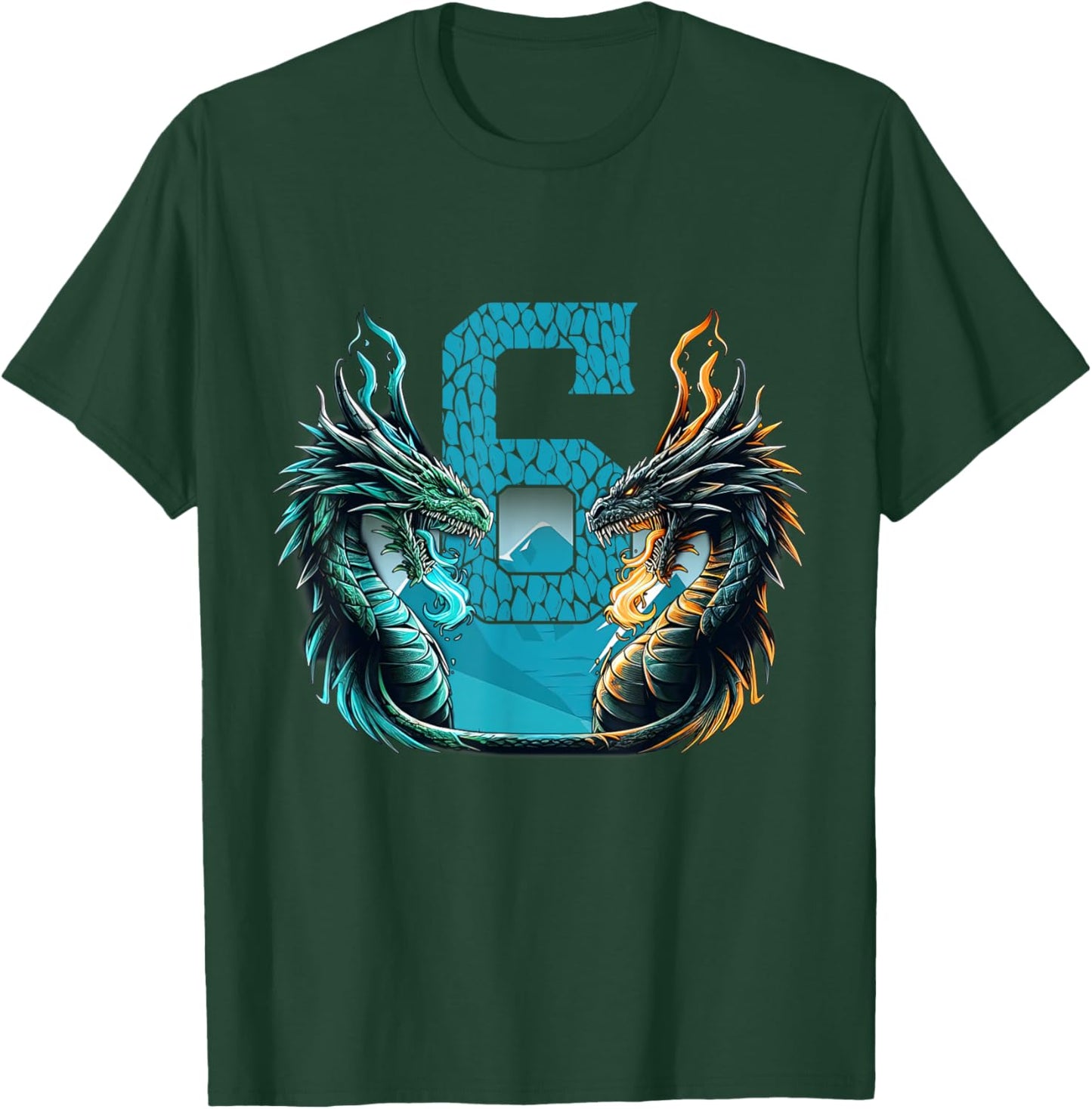 Boy Girl 6 Year Old Birthday Dragon Shirt 6th Birthday T-Shirt - T-Shirt | Forest