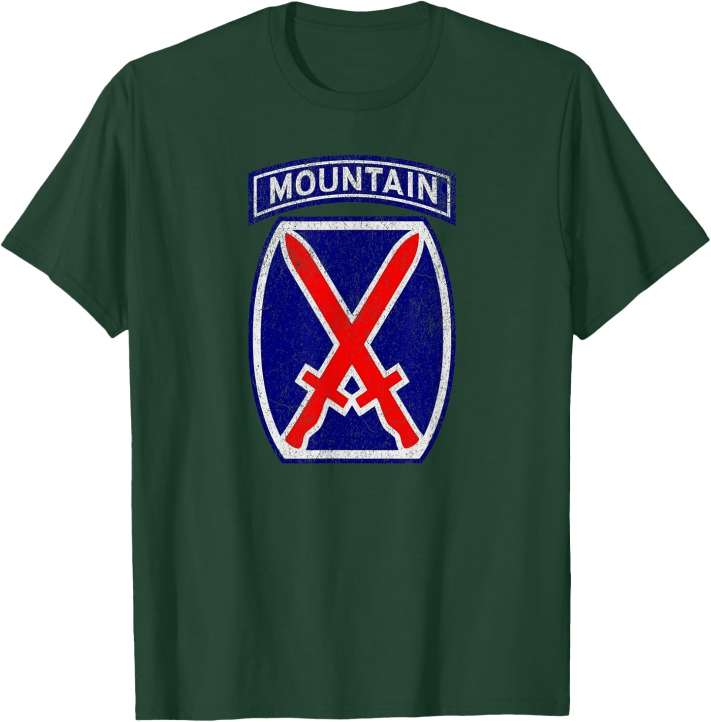 Patriotic Veteran Military Distressed 10th Mountain Division T-Shirt - T-Shirt | Forest