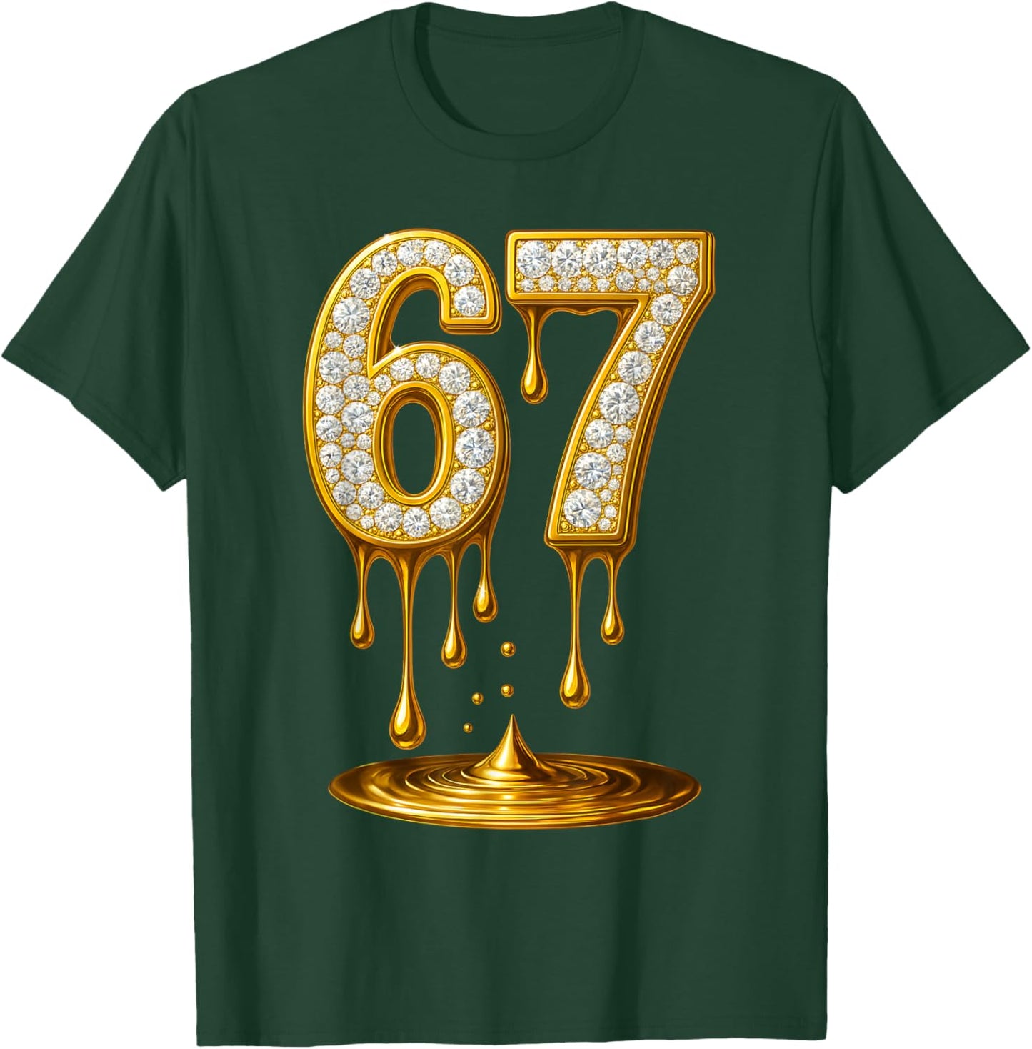 6 7 Gold Drip T-Shirt - T-Shirt | Forest
