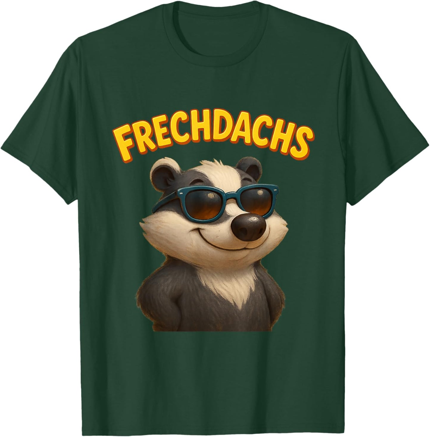 Naughty Badger Cartoon Badger with Sunglasses Cheeky Funny T-Shirt - T-Shirt | Forest