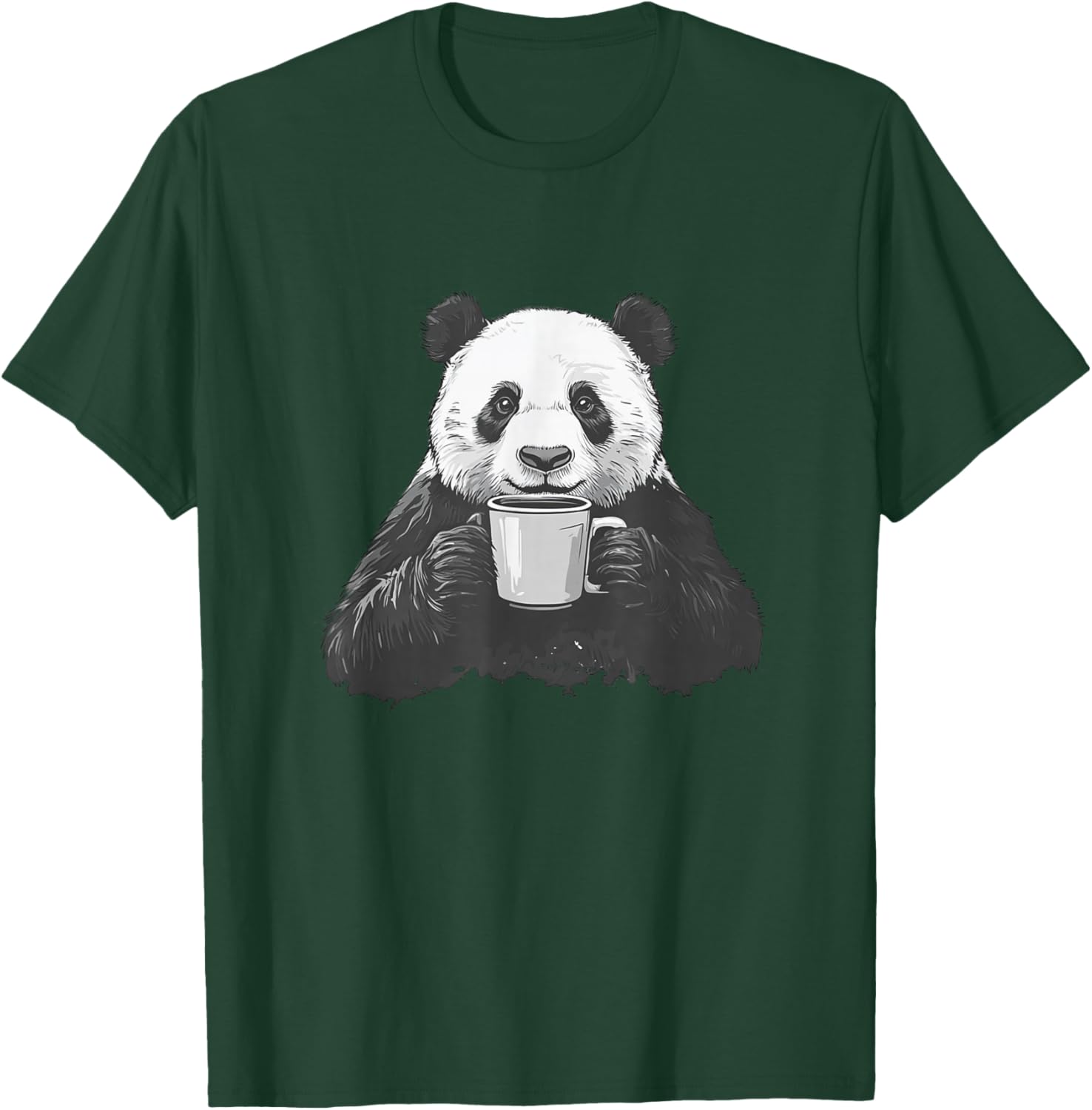Panda Drinking Coffee Cute Panda Coffee Lover T-Shirt - T-Shirt | Forest