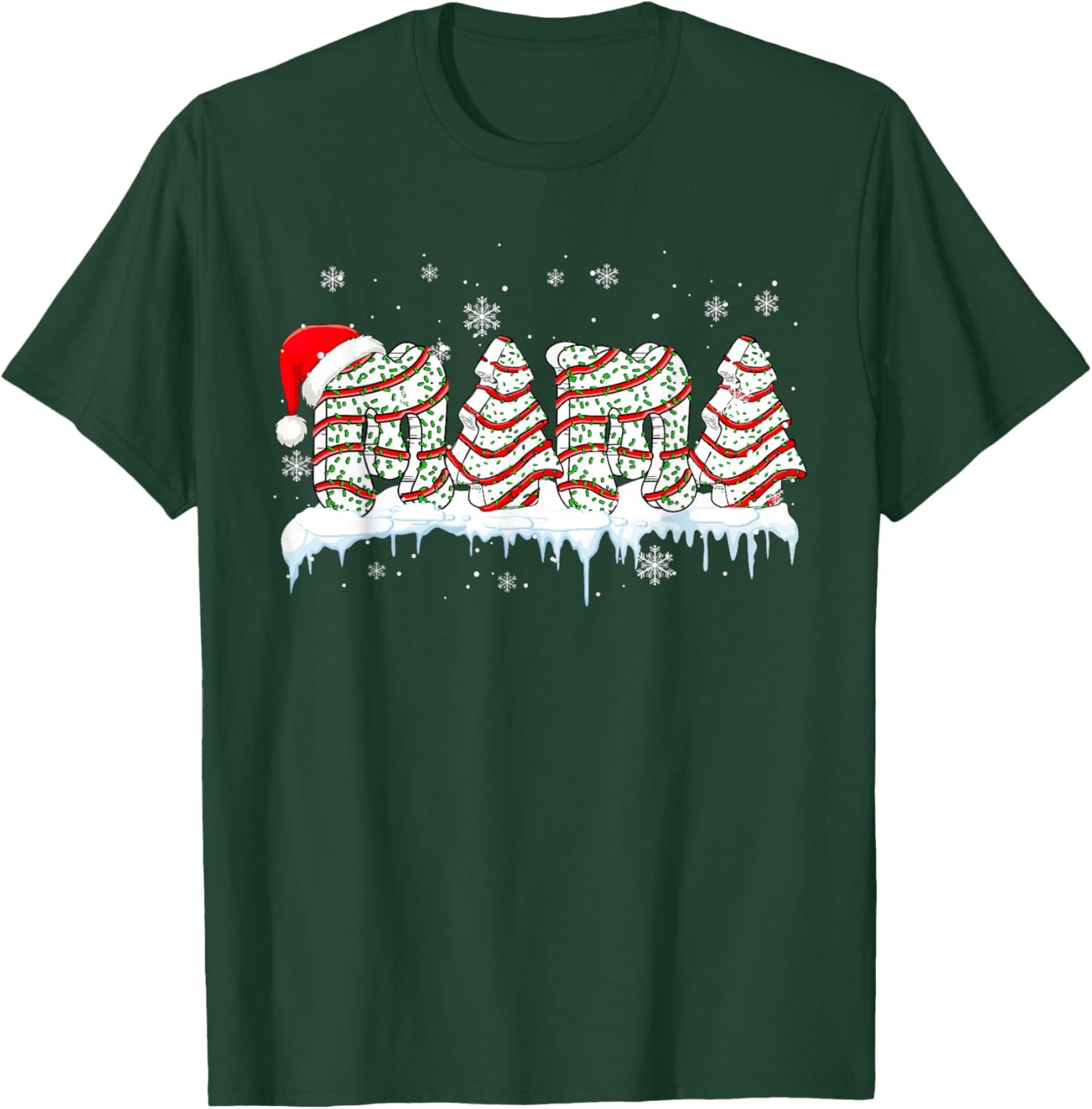 Mama Christmas Tree Cake Baker Santa Costume Family Group T-Shirt - T-Shirt | Forest