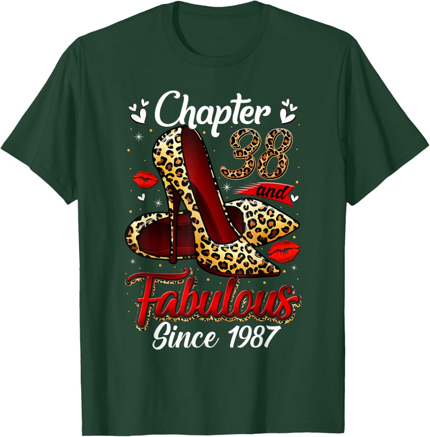 Chapter 38 Fabulous Since 1987 38th Leopard Birthday Queen T-Shirt - T-Shirt | Forest