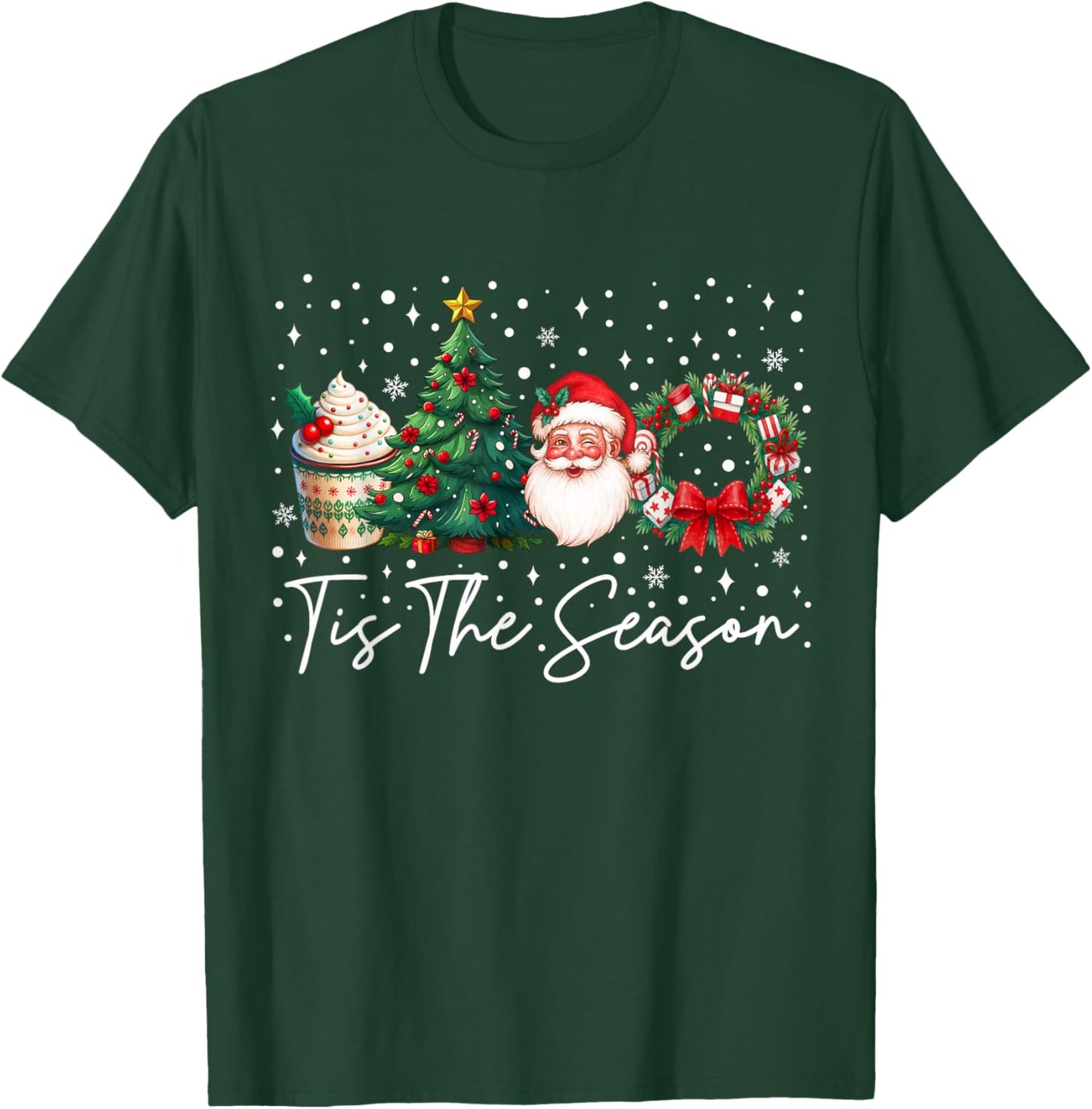 Tis The Season Santa Coffee Christmas Tree Matching Family T-Shirt - T-Shirt | Forest
